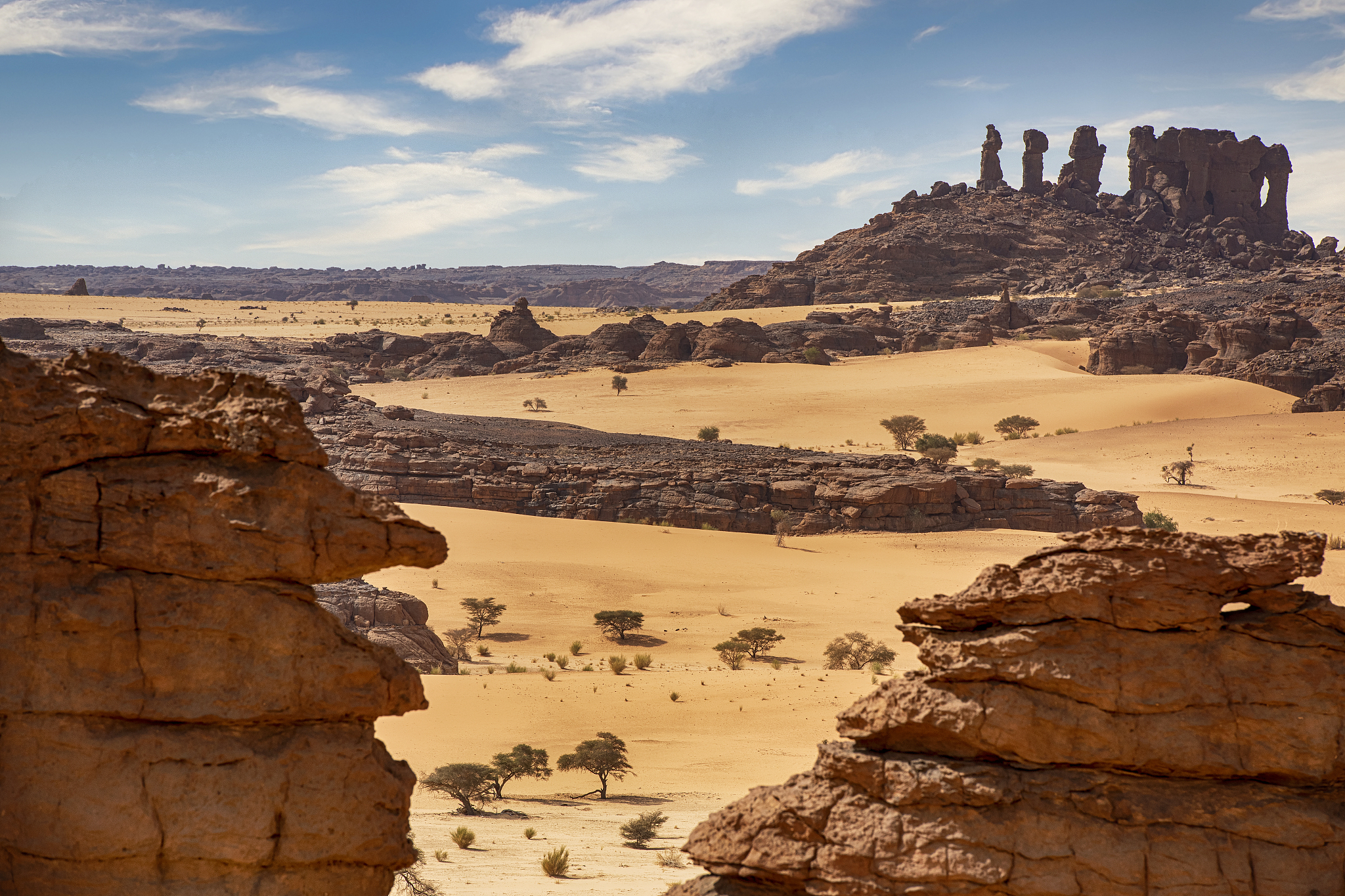 aerial view of the ennedi massif, sahara, chad