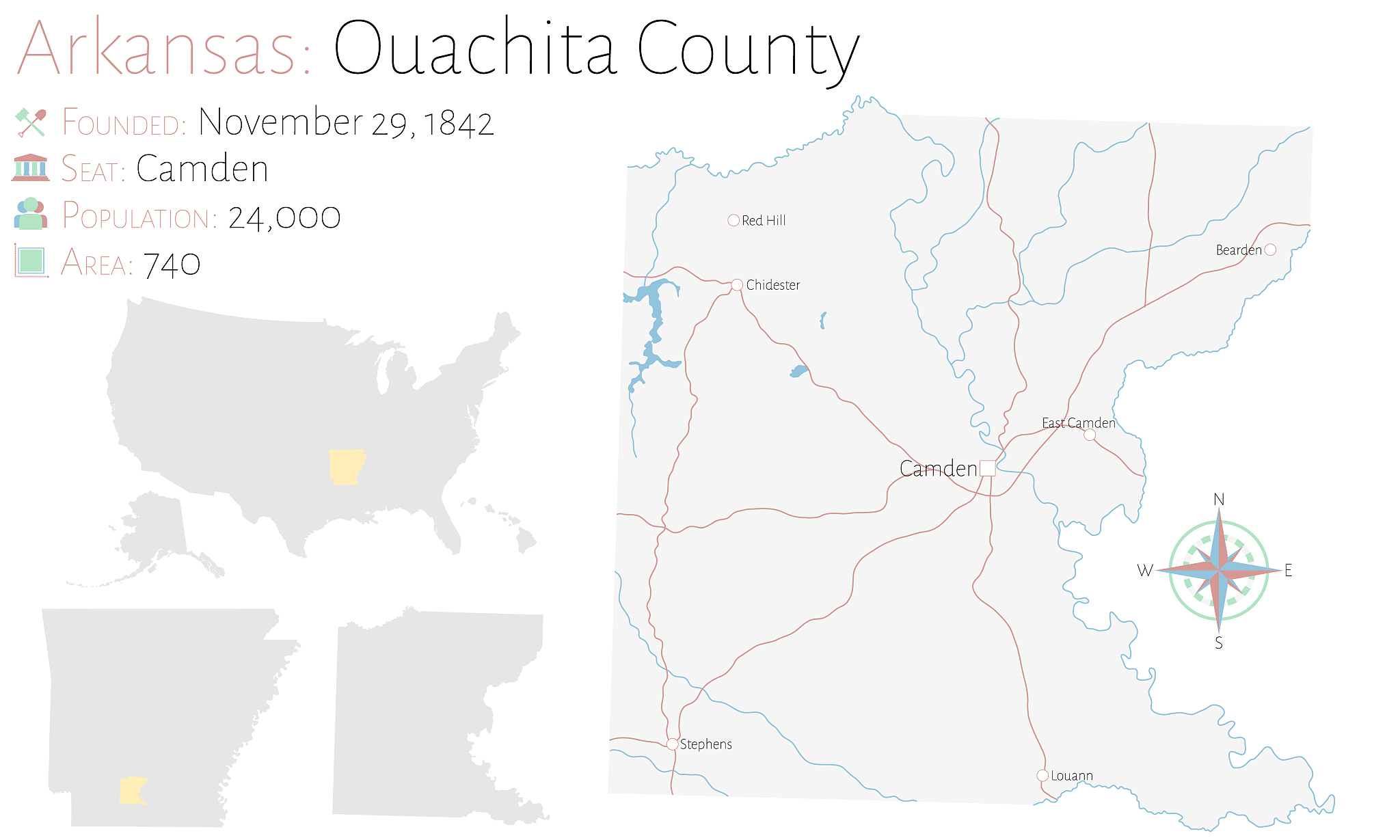 map of ouachita county in arkansas