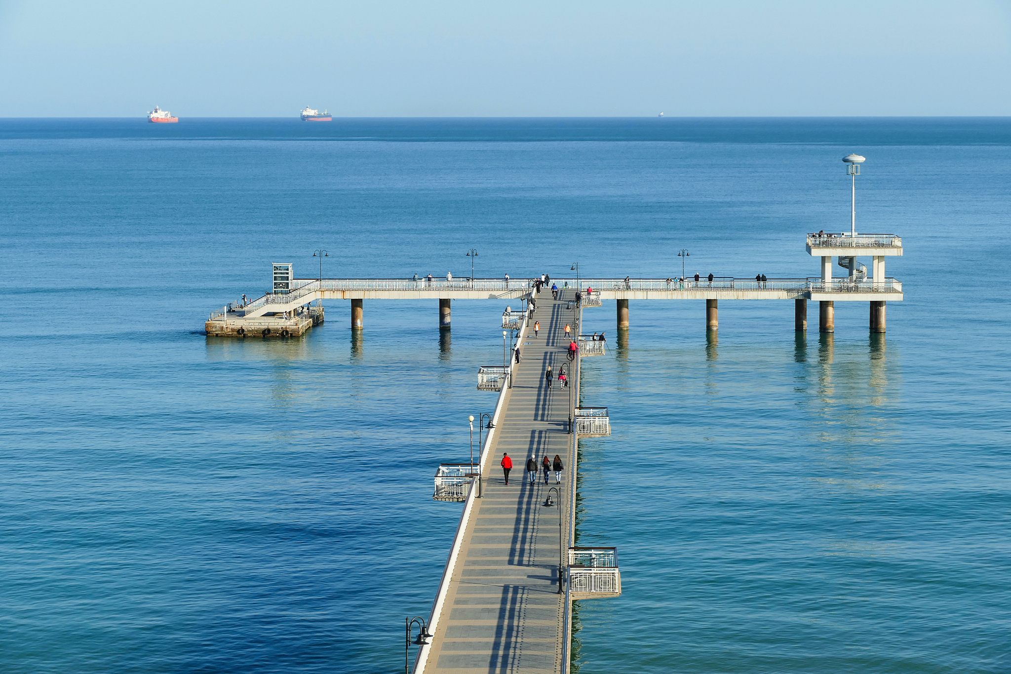 view of burgas bridge. beautiful black sea landscape from burgas