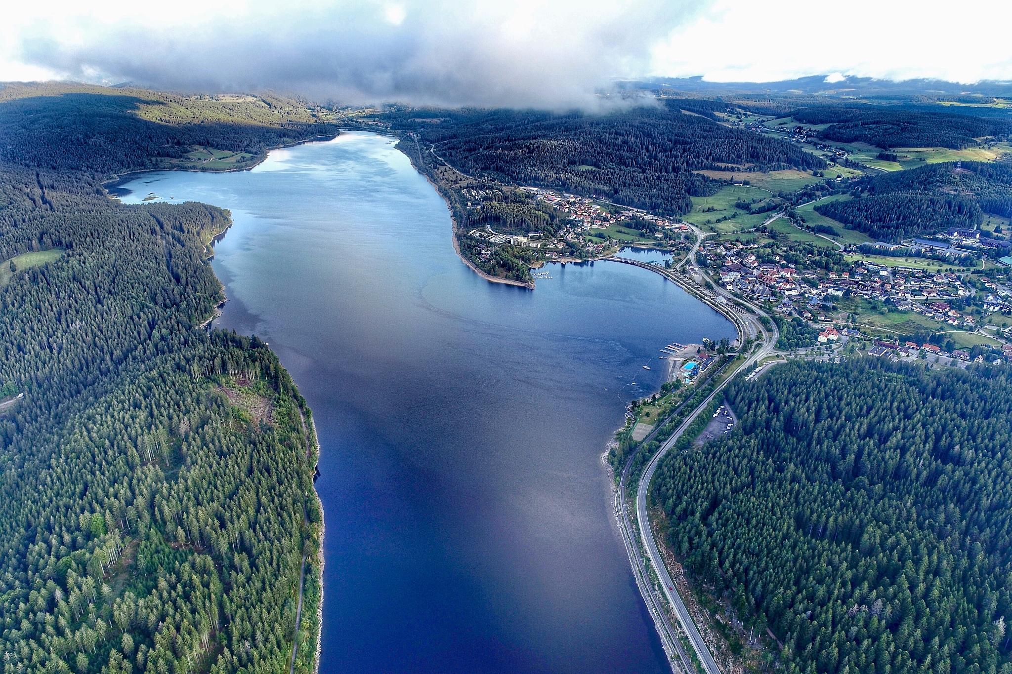 high angle view of land against sky