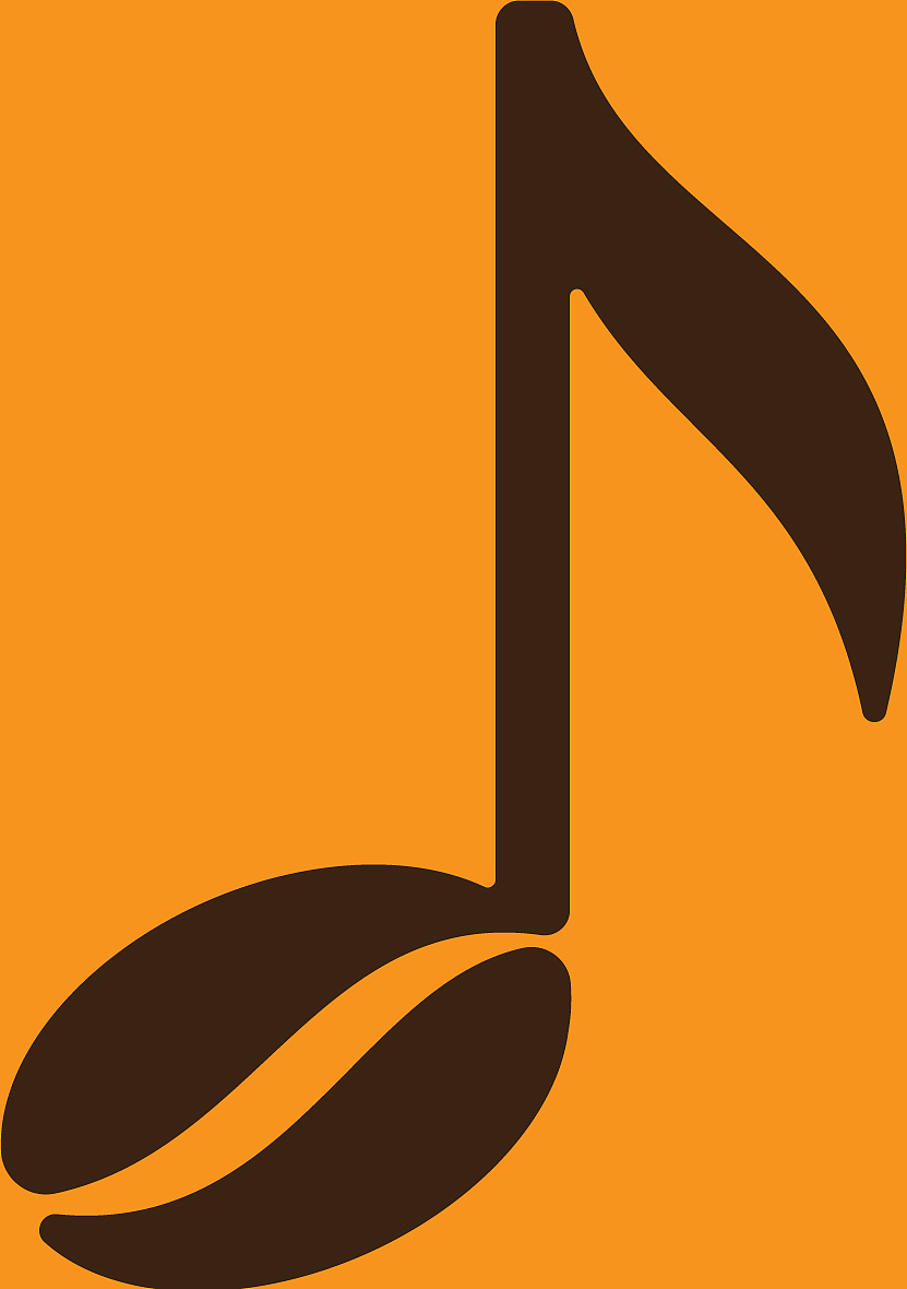 note and coffee bean music icon