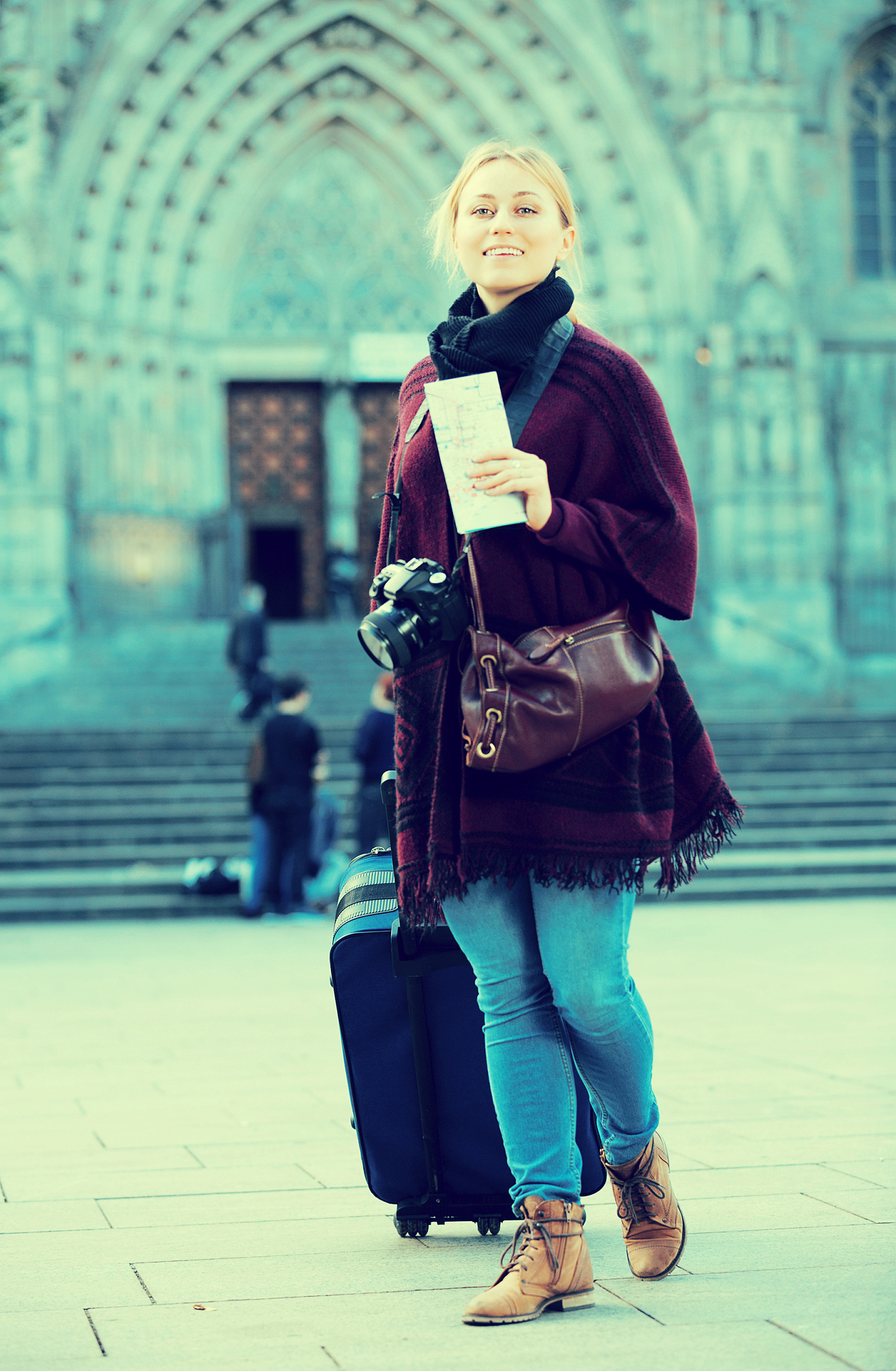 woman looking for her route