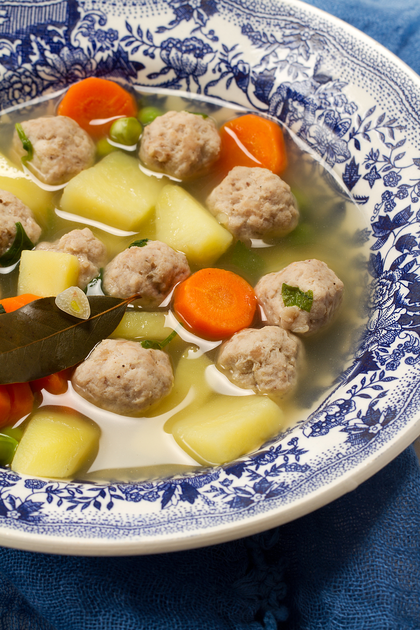 rustic soup with turkey meatballs, carrots and potatoes