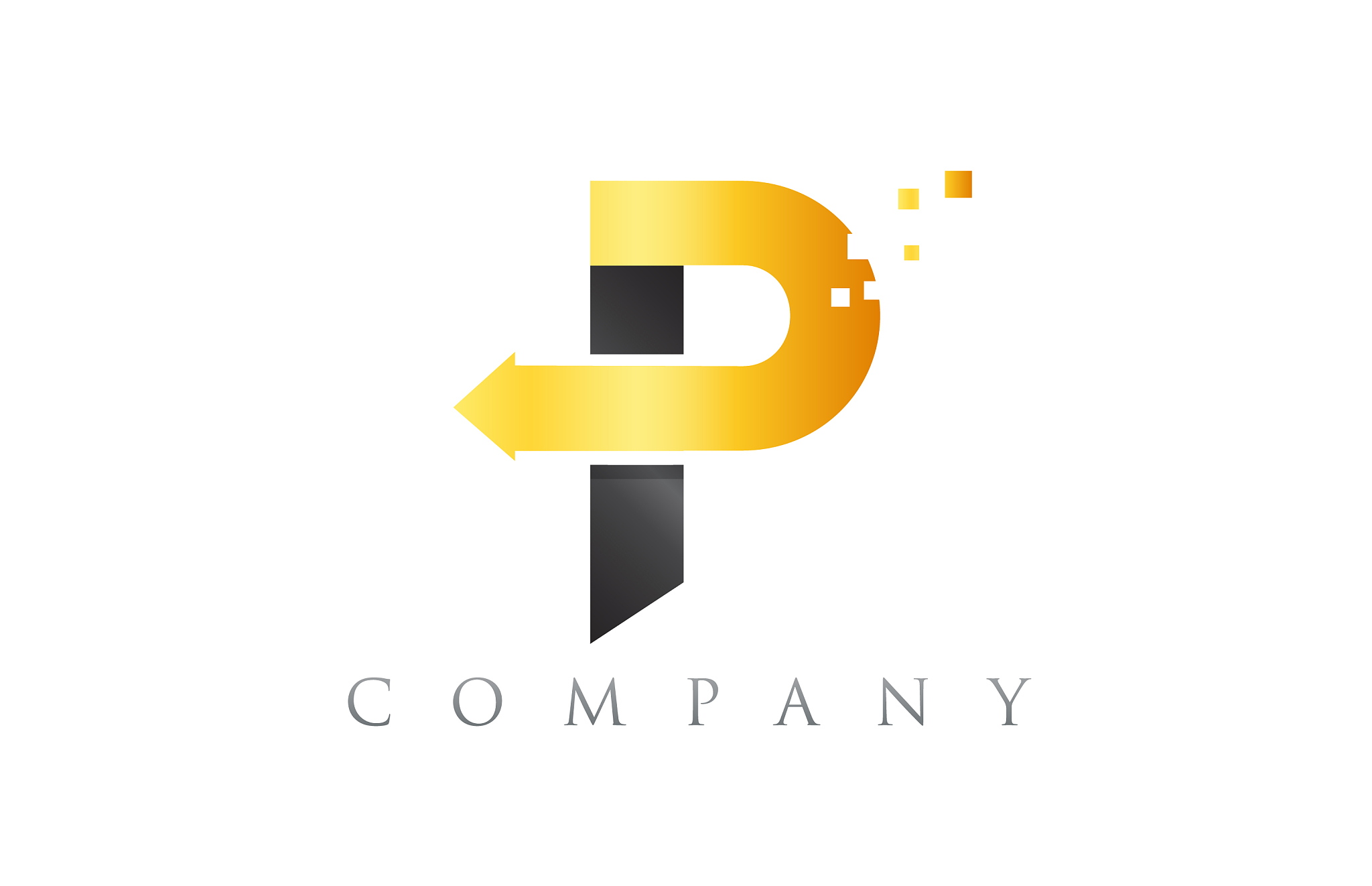 p black yellow gold blue alphabet letter logo