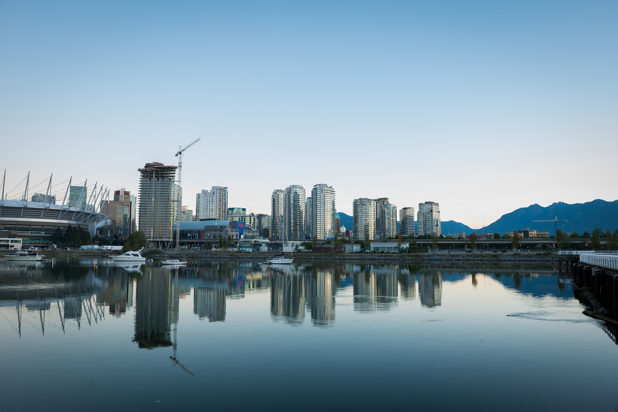 vancouver, bc at dusk