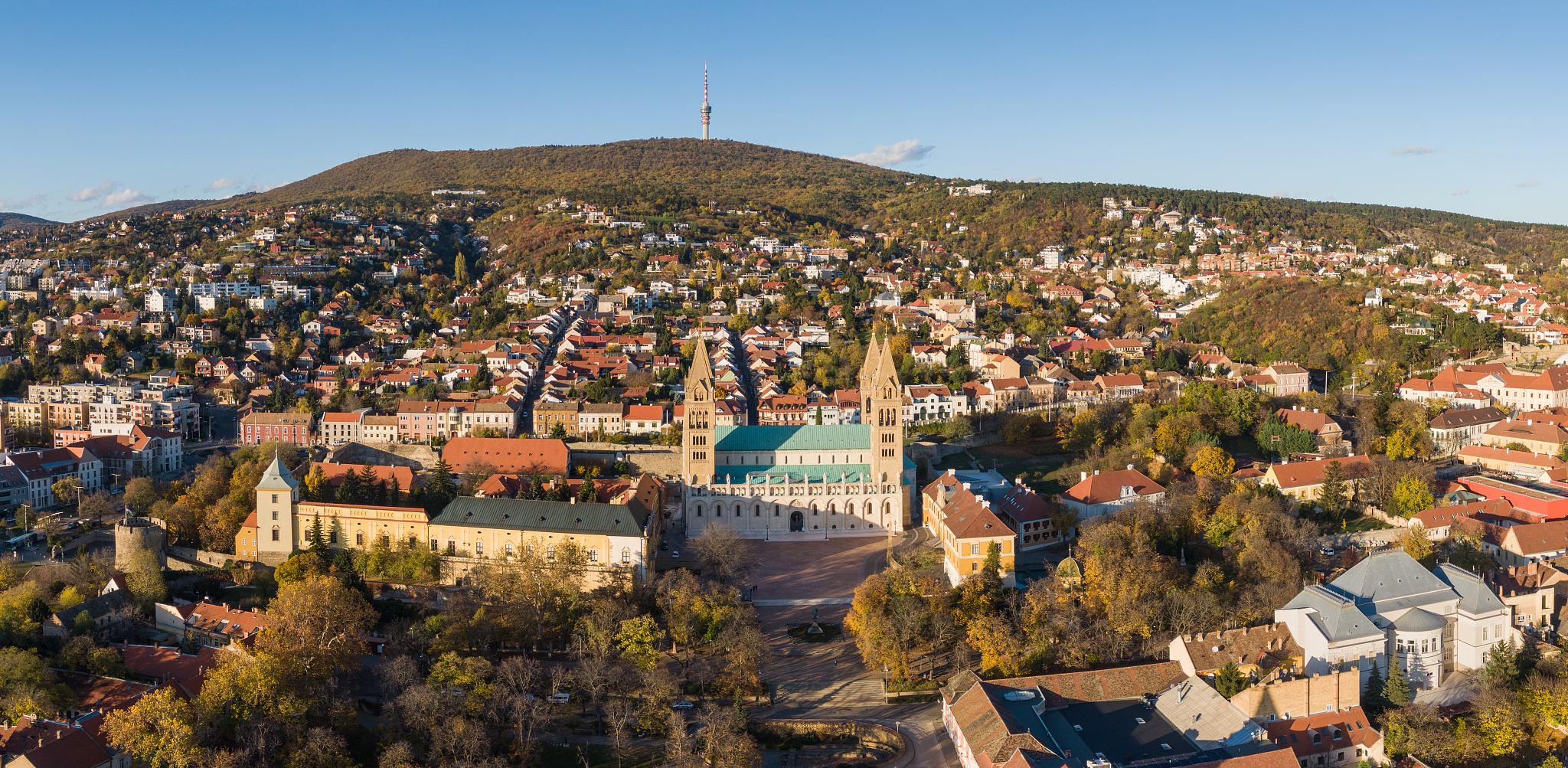 pecs, szekesegyhaz. bird eye view