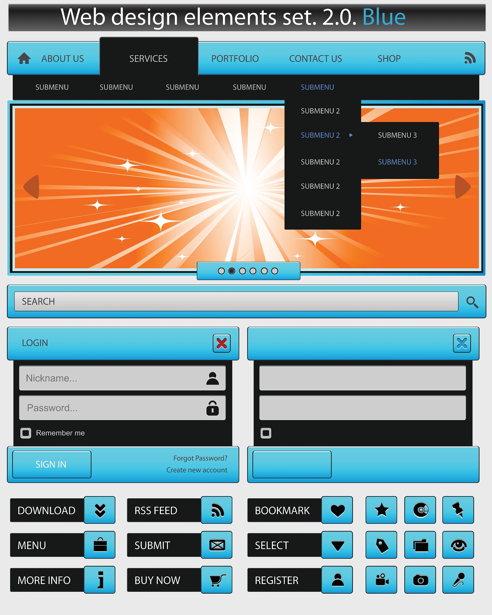 creative web design elements set