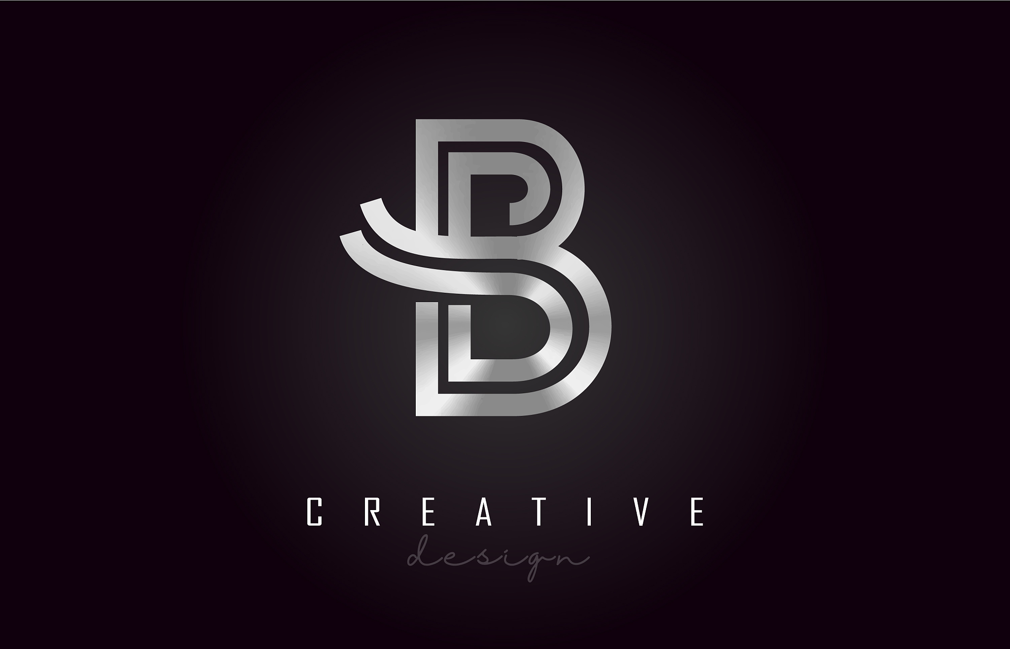 b silver letter logo monogram design creative b