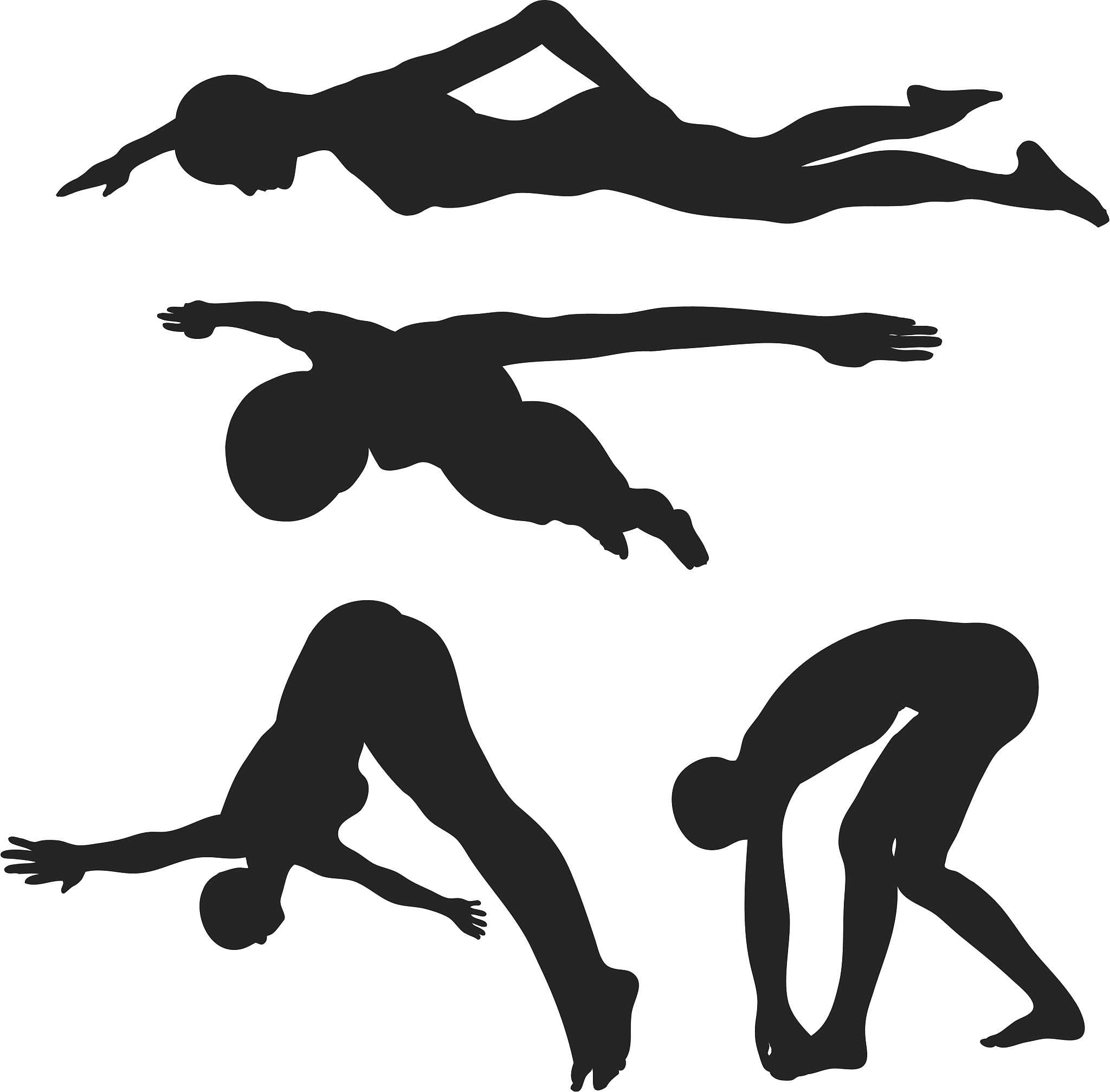 swimming - diving silhouette collection (vector+jpg)