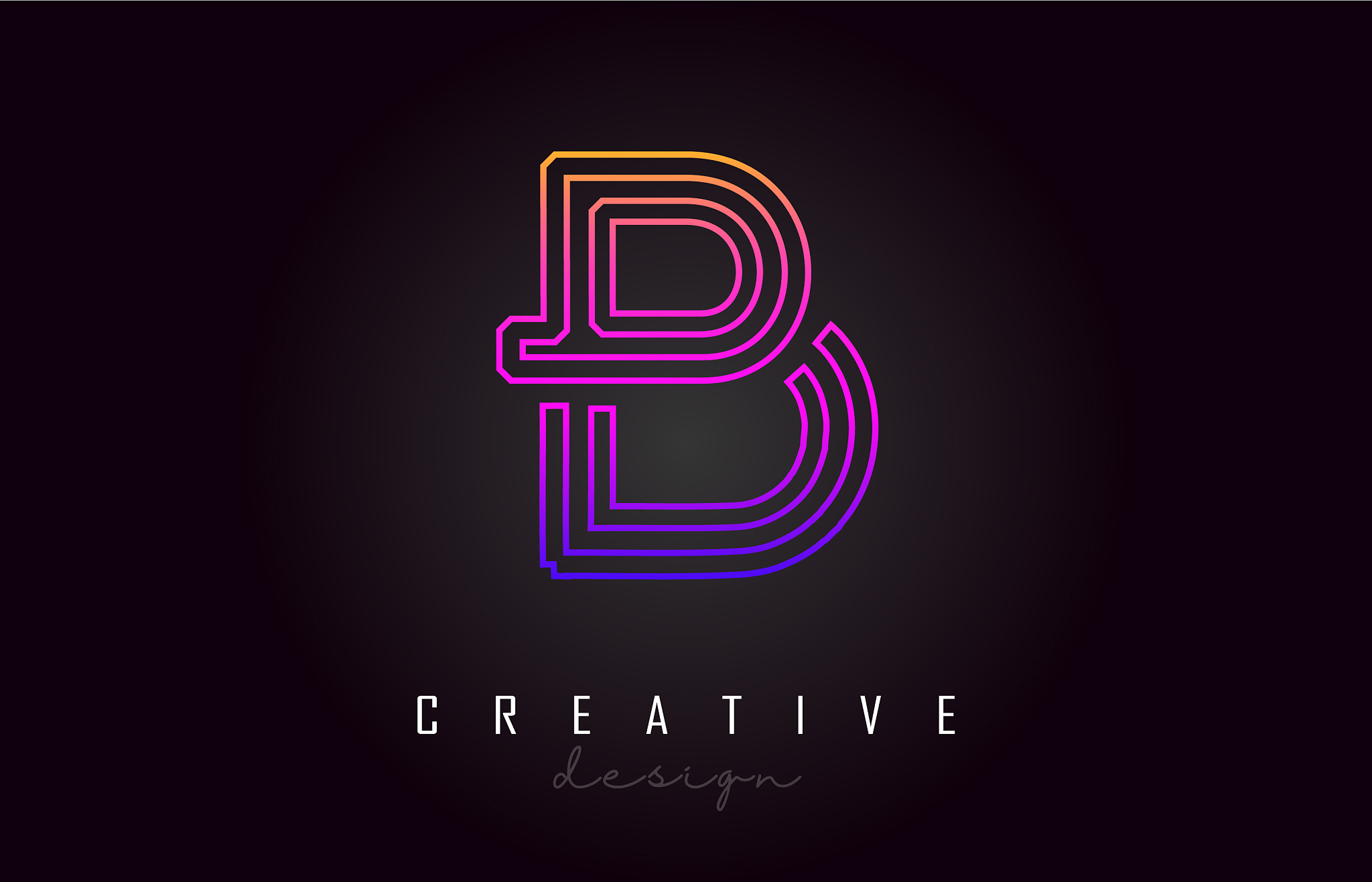 b purple letter logo monogram design creative b