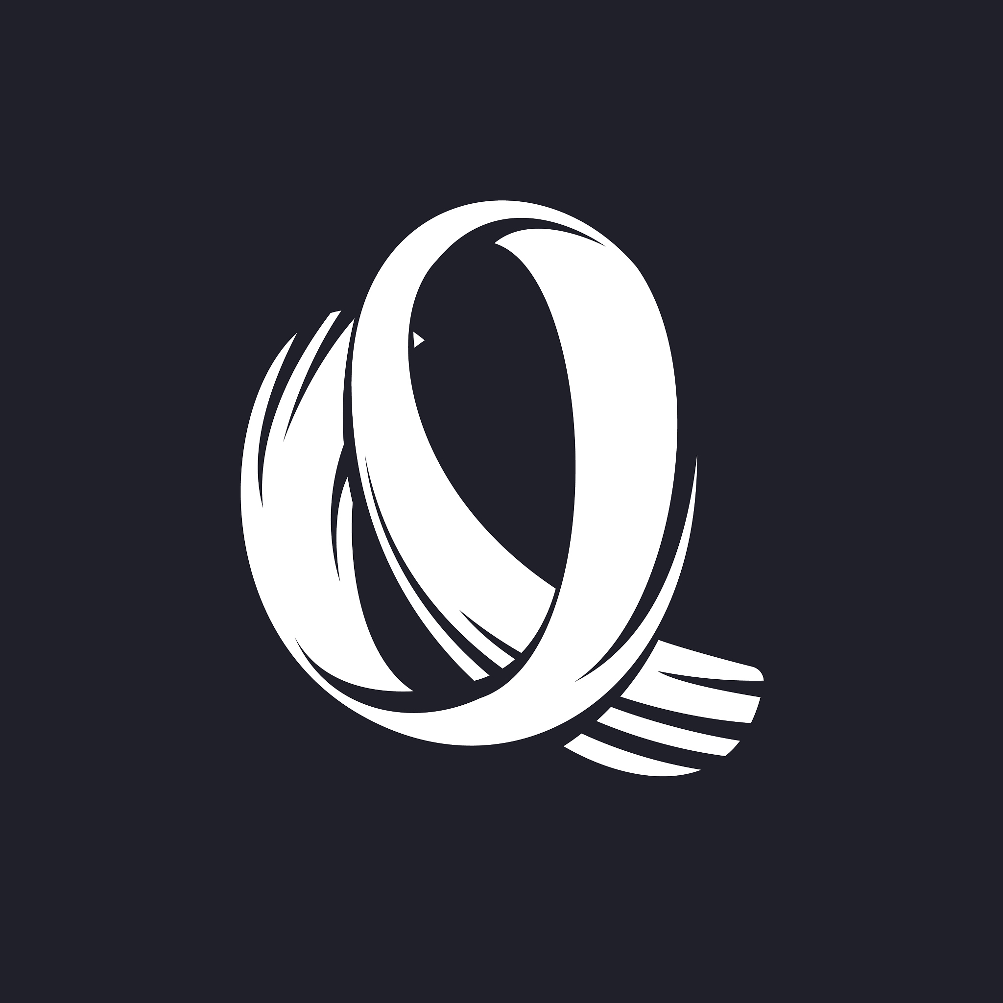 q letter icon script typeface.
