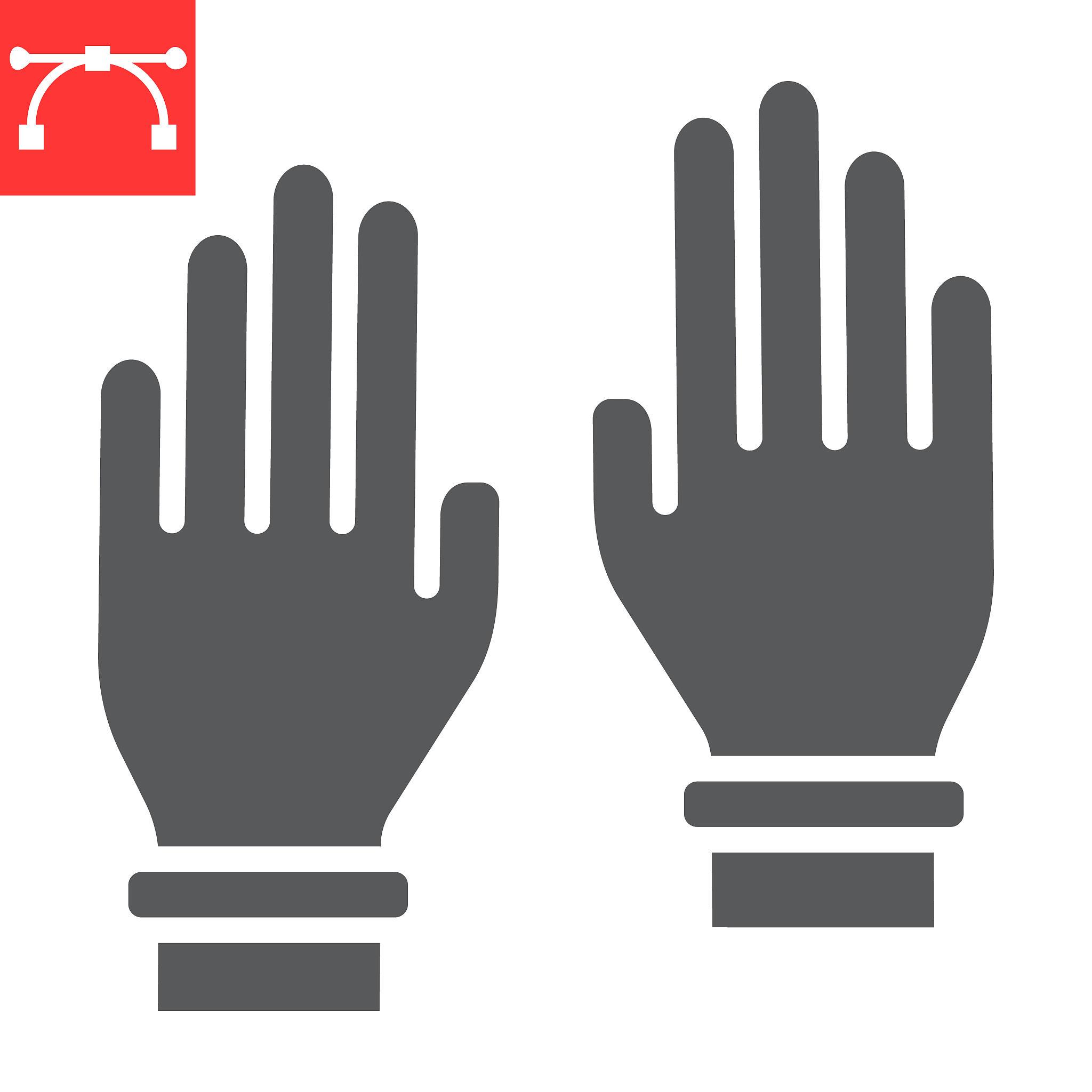 safety gloves glyph icon, hygiene and protection, rubber gloves 