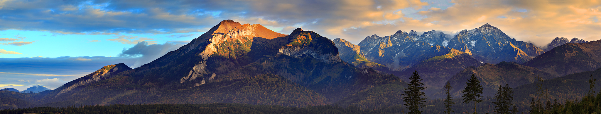 sunset mountain peaks - tatra mountains
