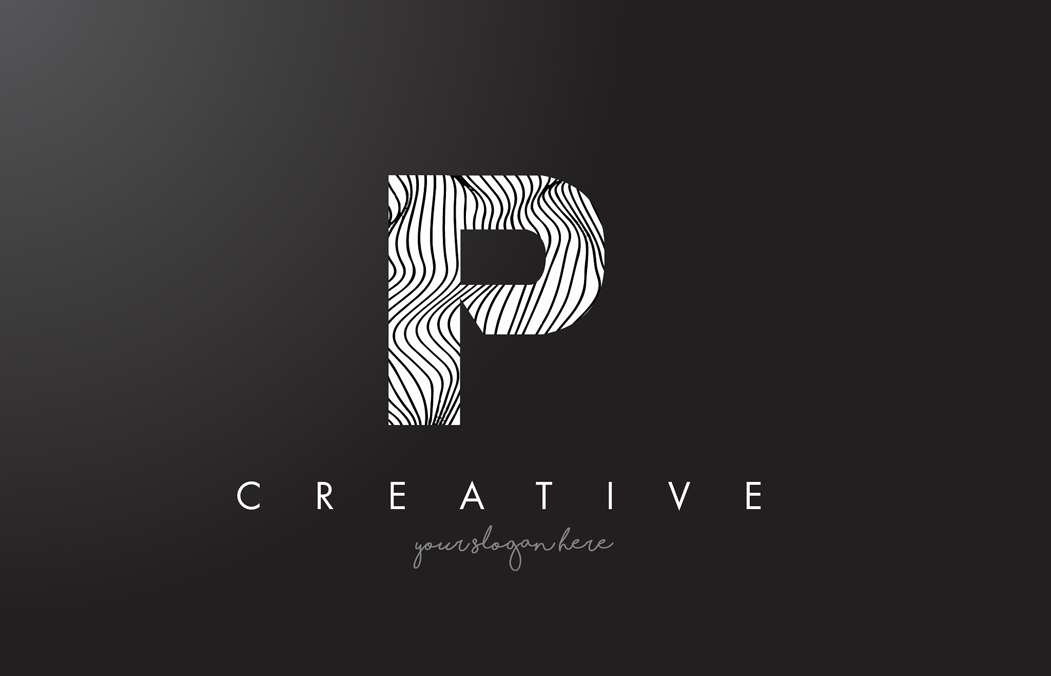 ip i p letter logo with zebra lines texture