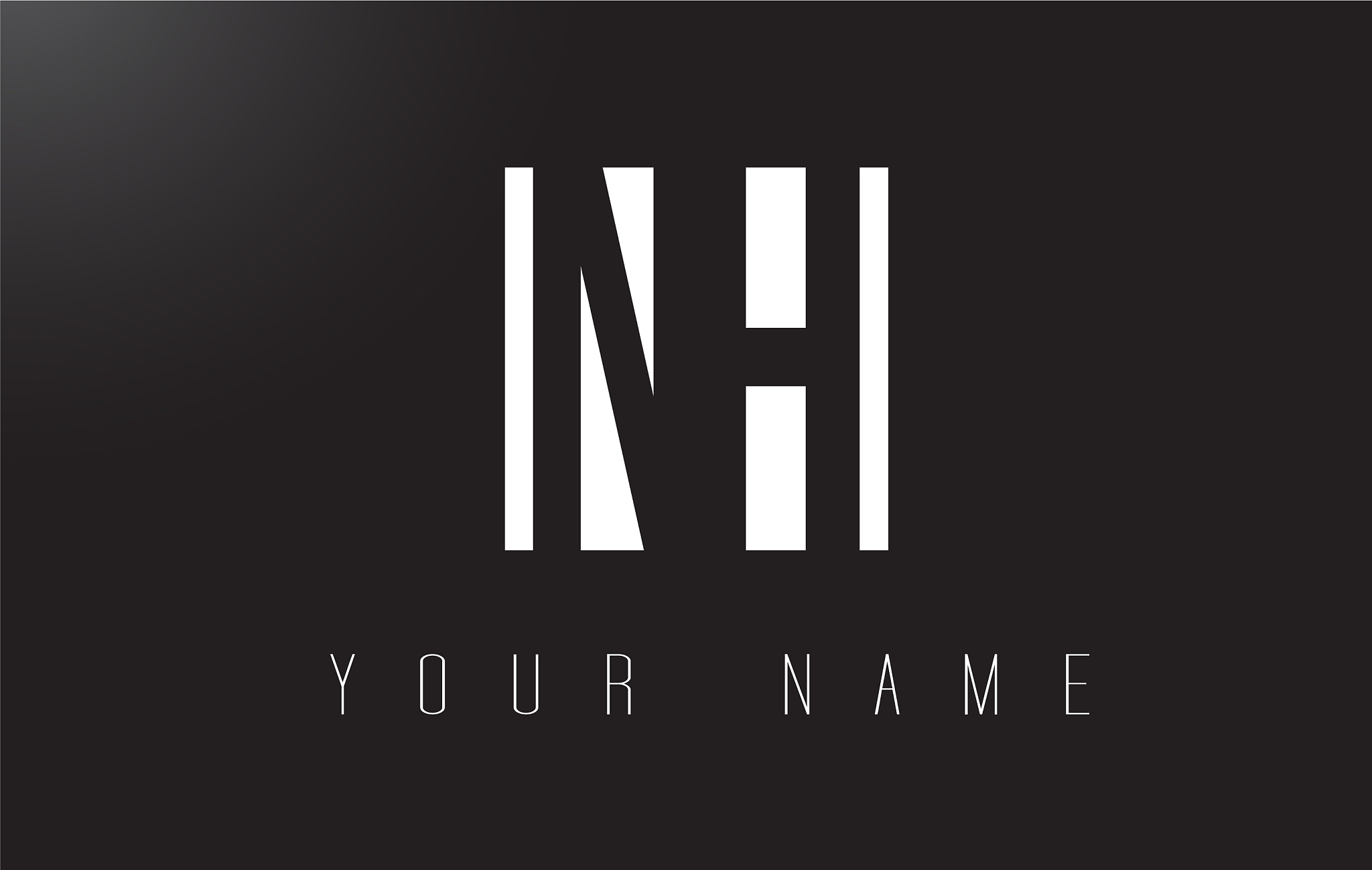 nh letter logo with black and white negative