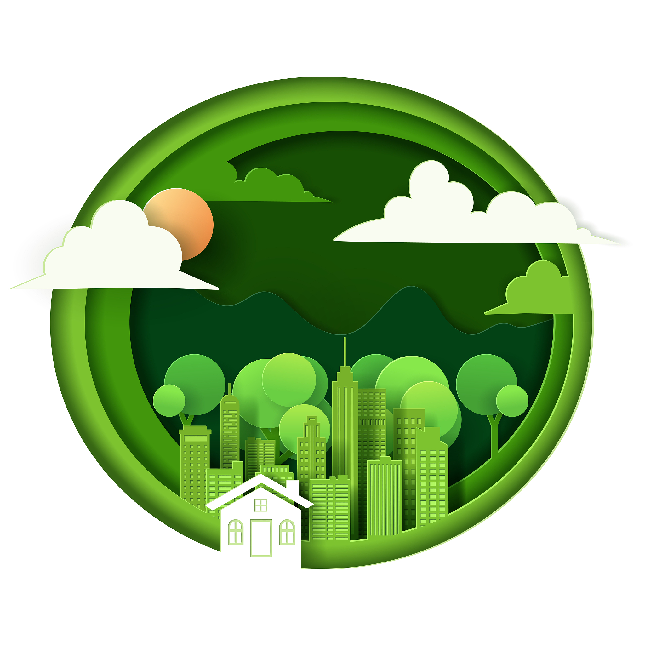 vector illustration of ecology and save the world concept, green