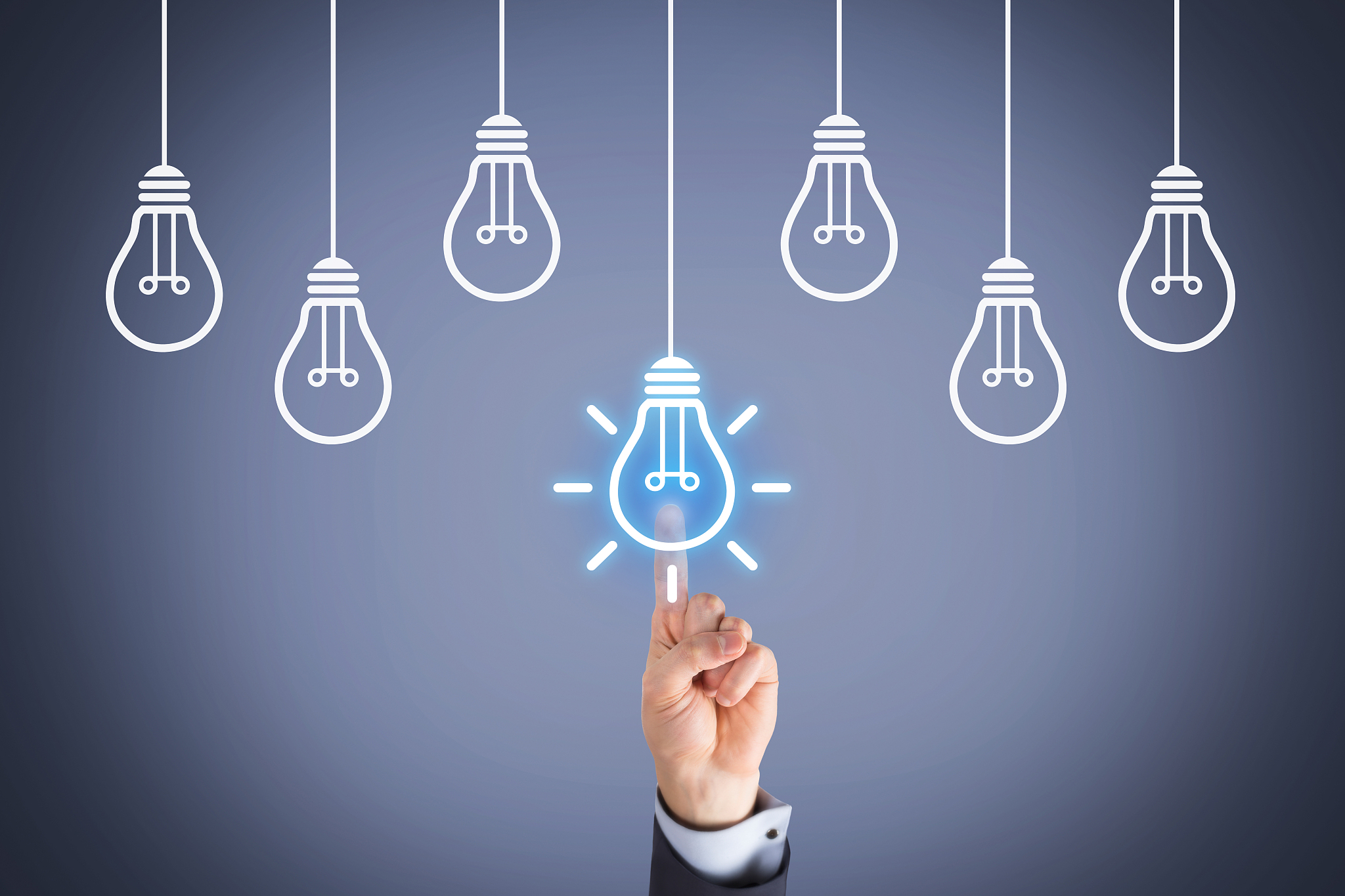 idea concepts with light bulbs on touch screen