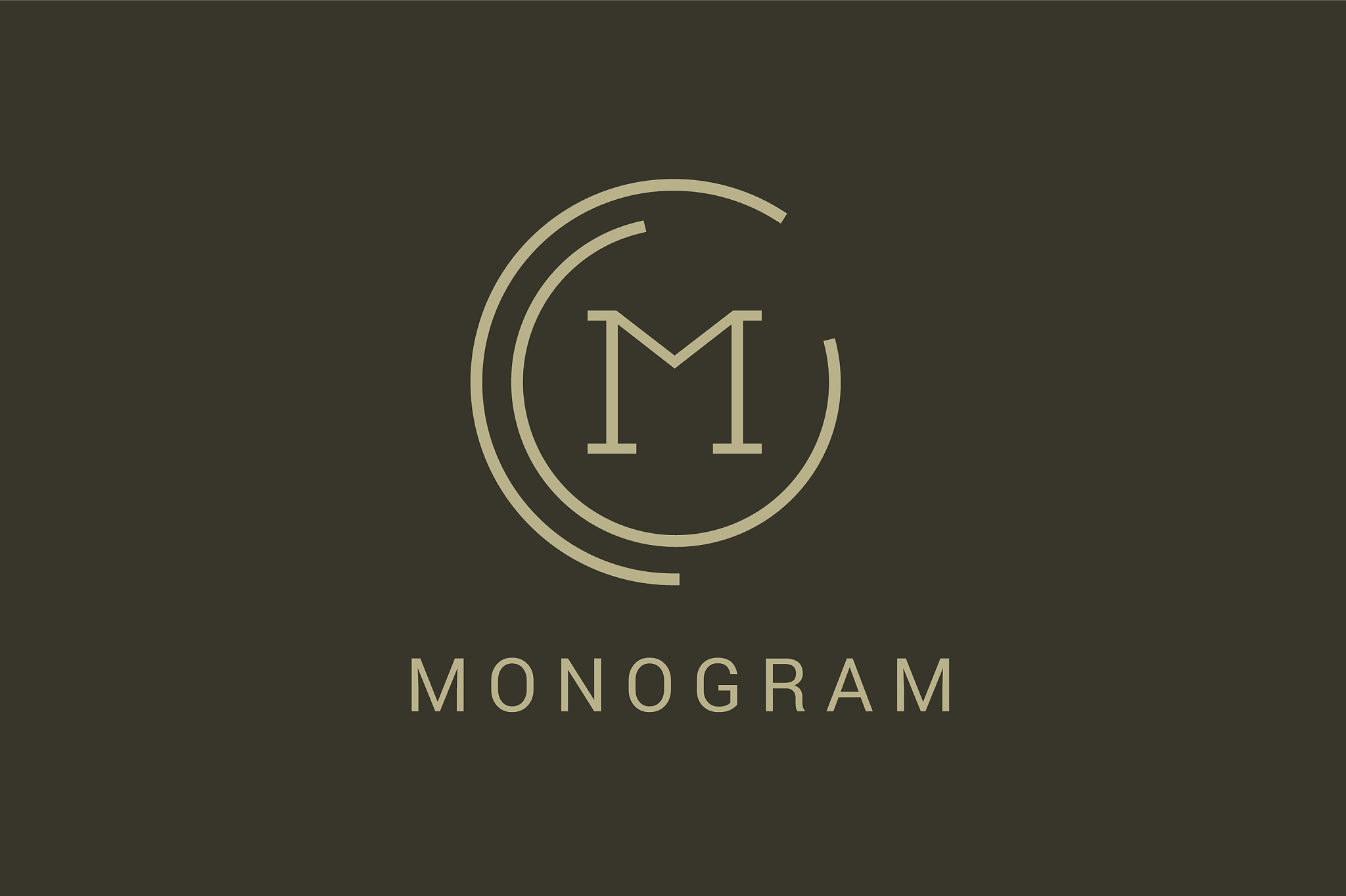 simple line circle logo m letter