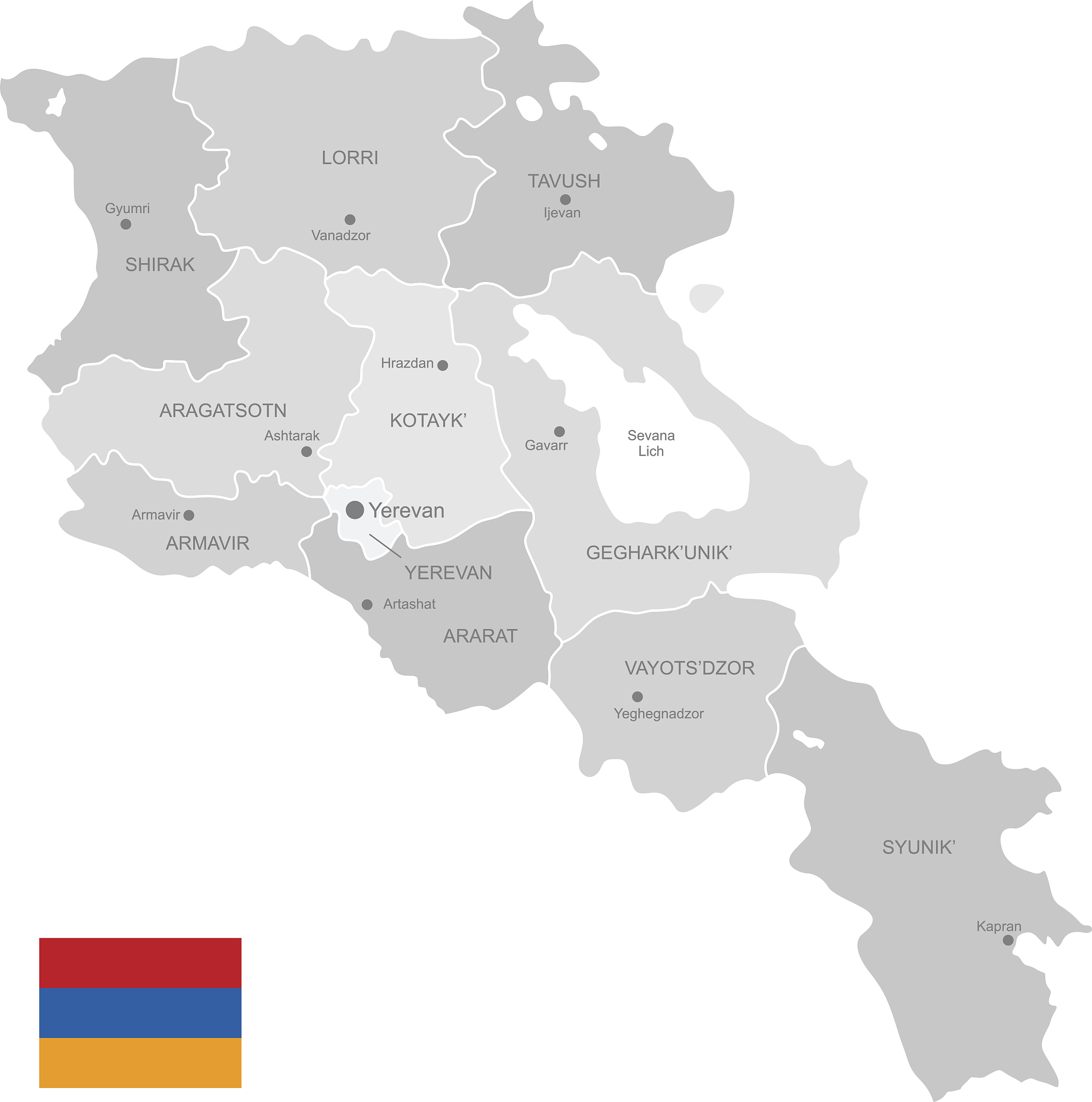 detailed vector map of armenia