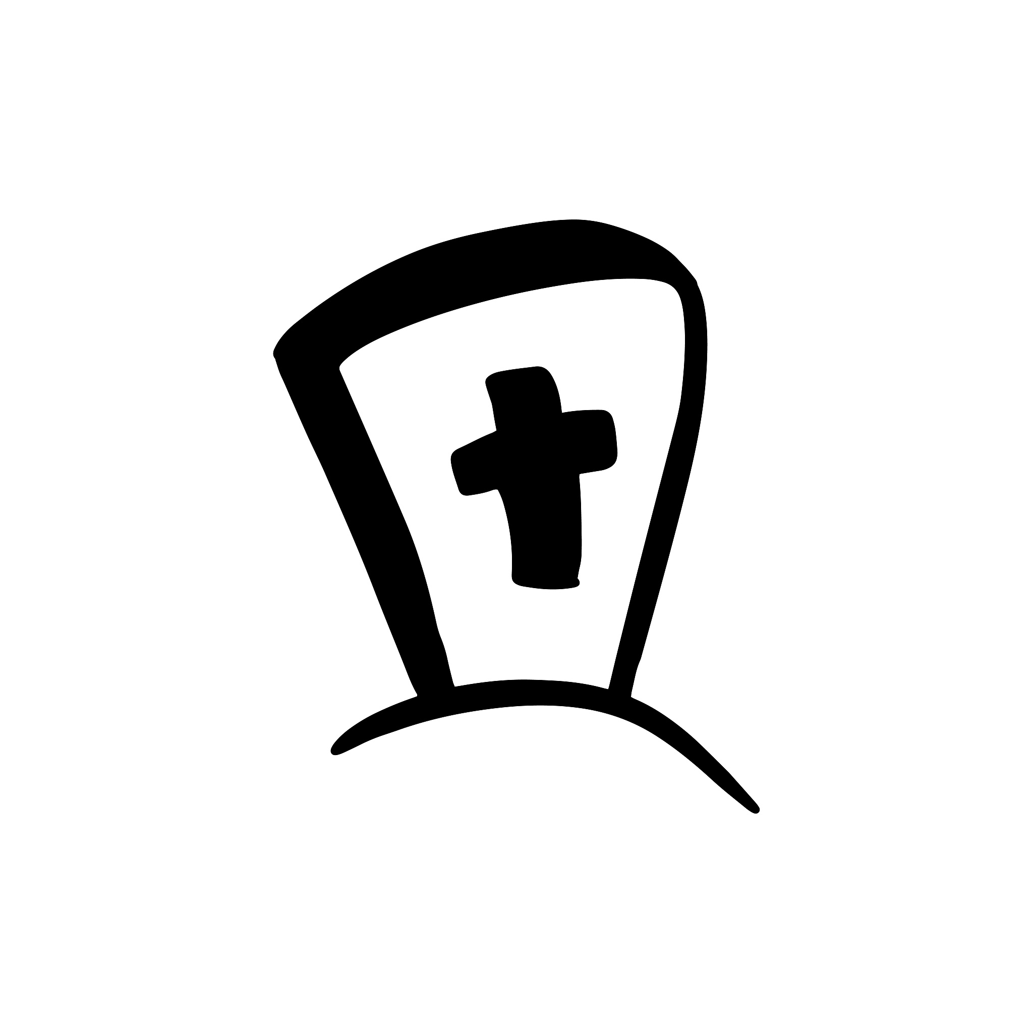 grave tombstone with christian cross doodle icon, hand drawn ill