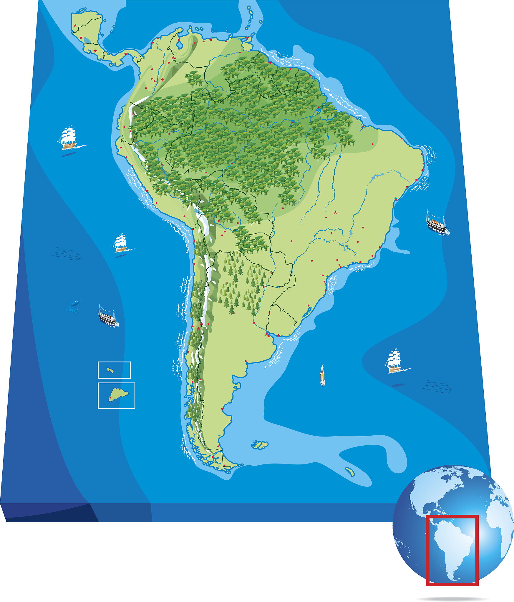 巴西海洋面积和陆地面积对比：海洋面积365万平方公里，陆地面积851.6万平方公里