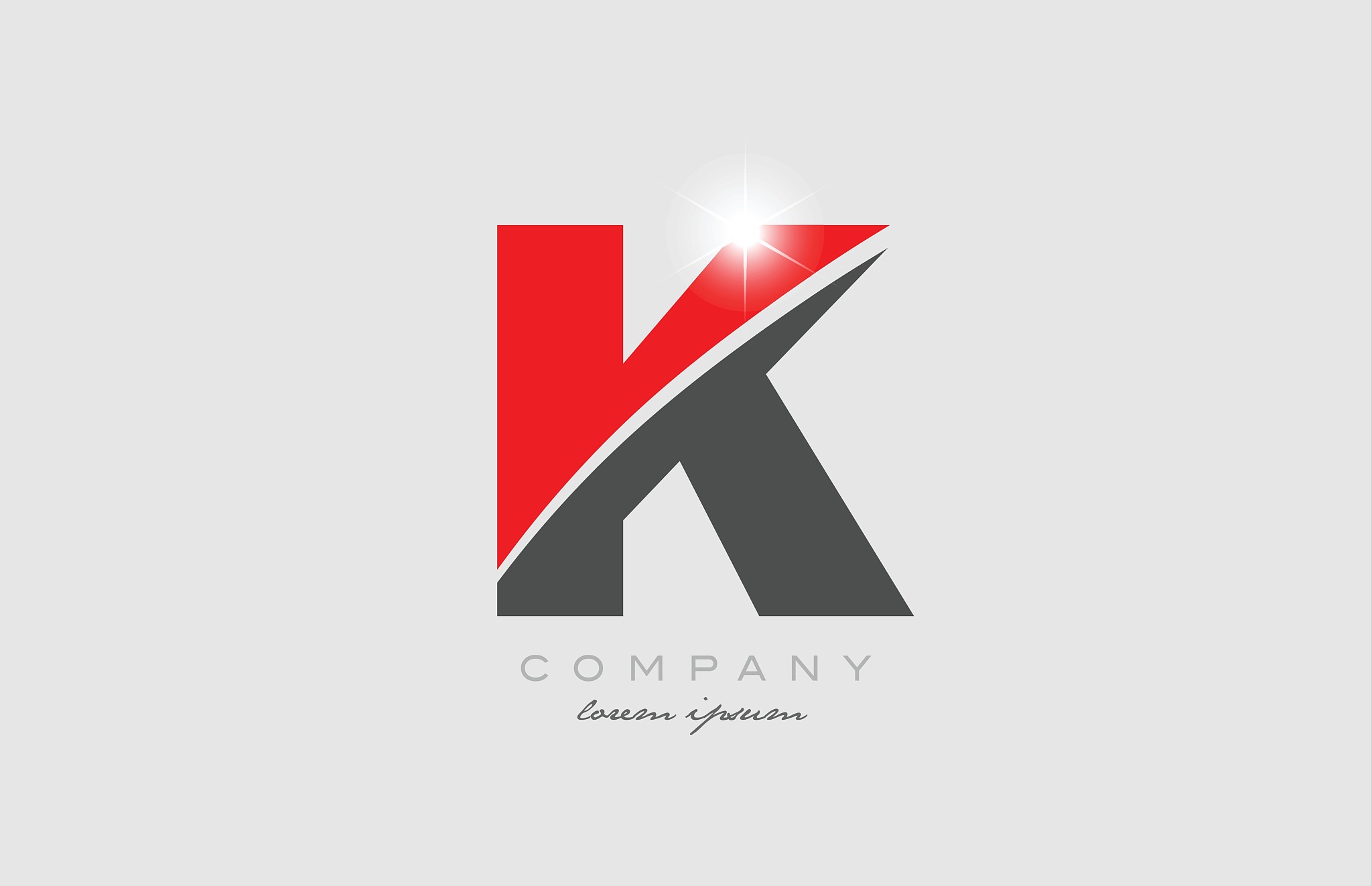 letter k in grey red color alphabet for logo icon design
