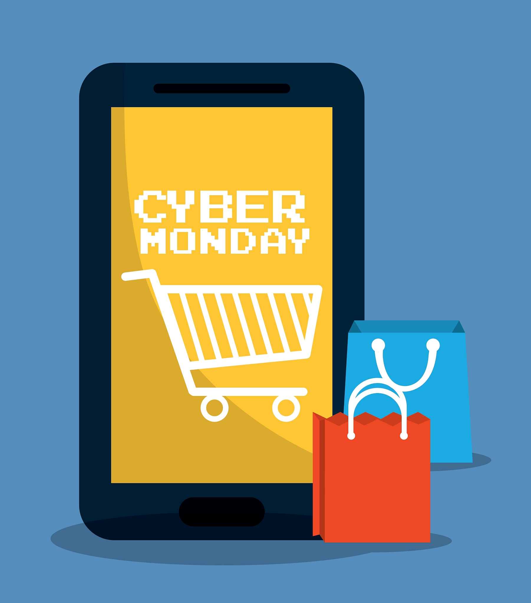 shopping bag cart and cyber monday design