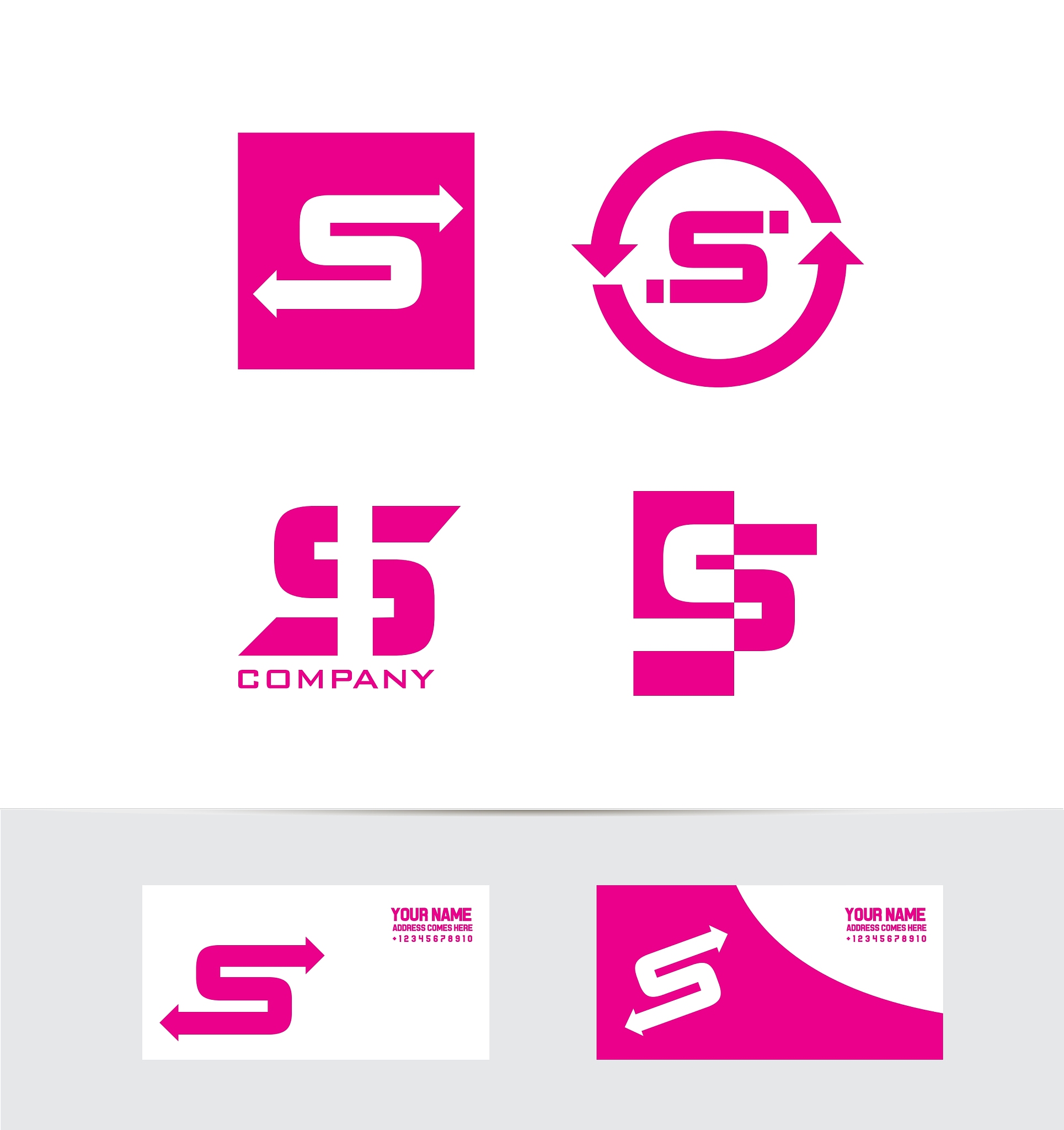 letter s pink logo set icon