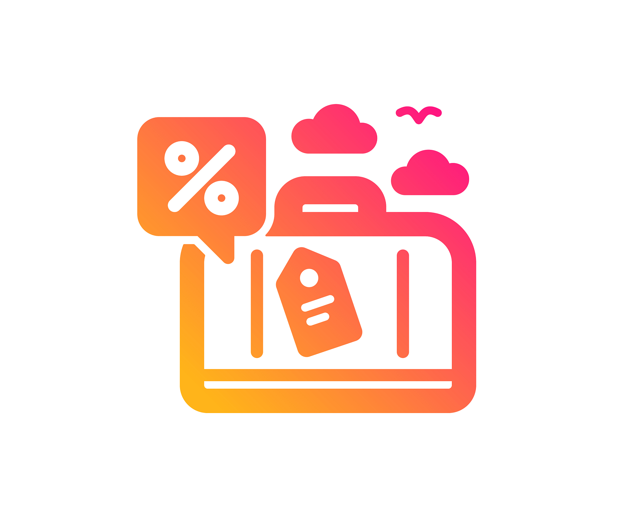 travel loan percent icon trip discount sign