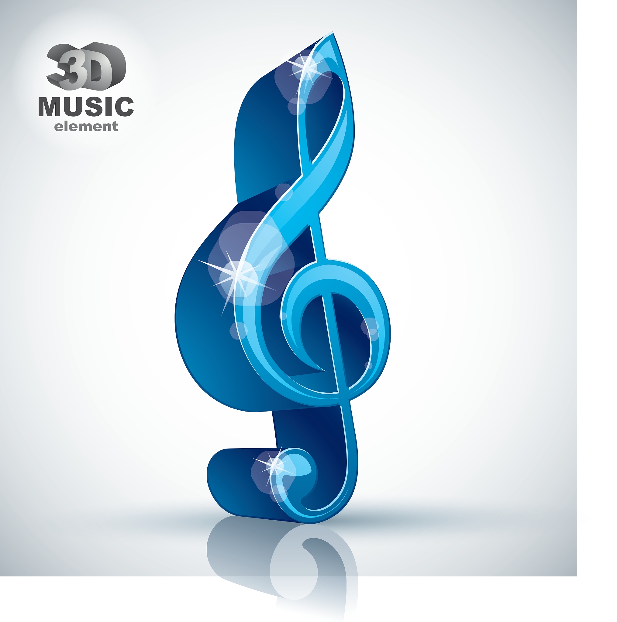treble clef 3d blue music design element