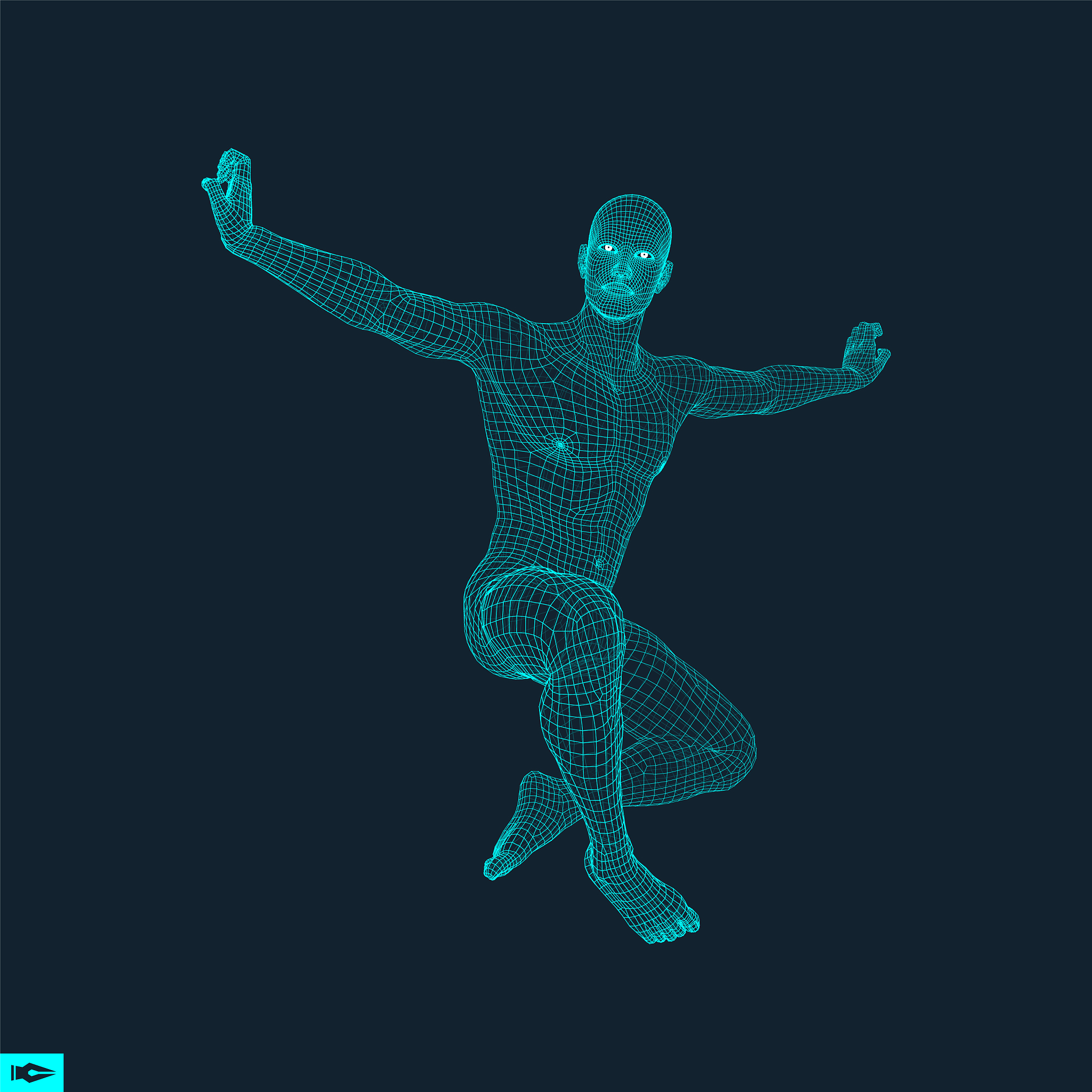 3d model of man human body wire model design