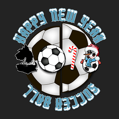 happy new year dog and soccer ball