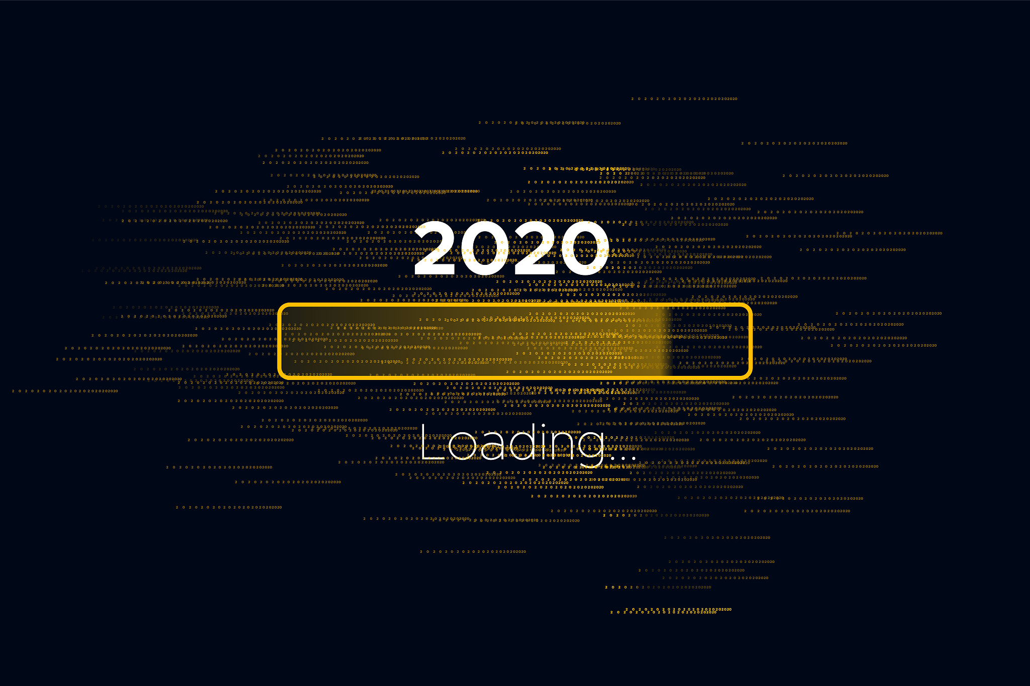 progress bar with golden scattering of numbers 2 and 0 on black 