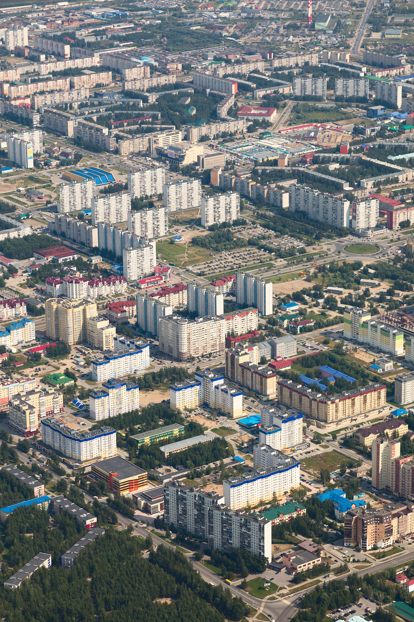 top view the city of nizhnevartovsk in spring