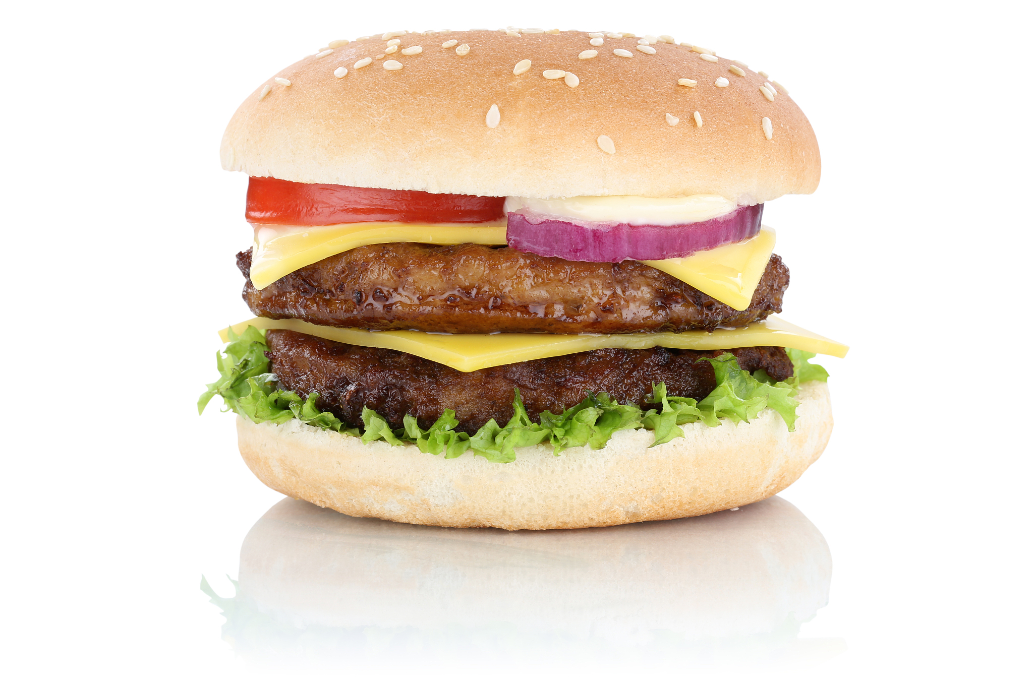 double cheeseburger hamburger cheese isolated