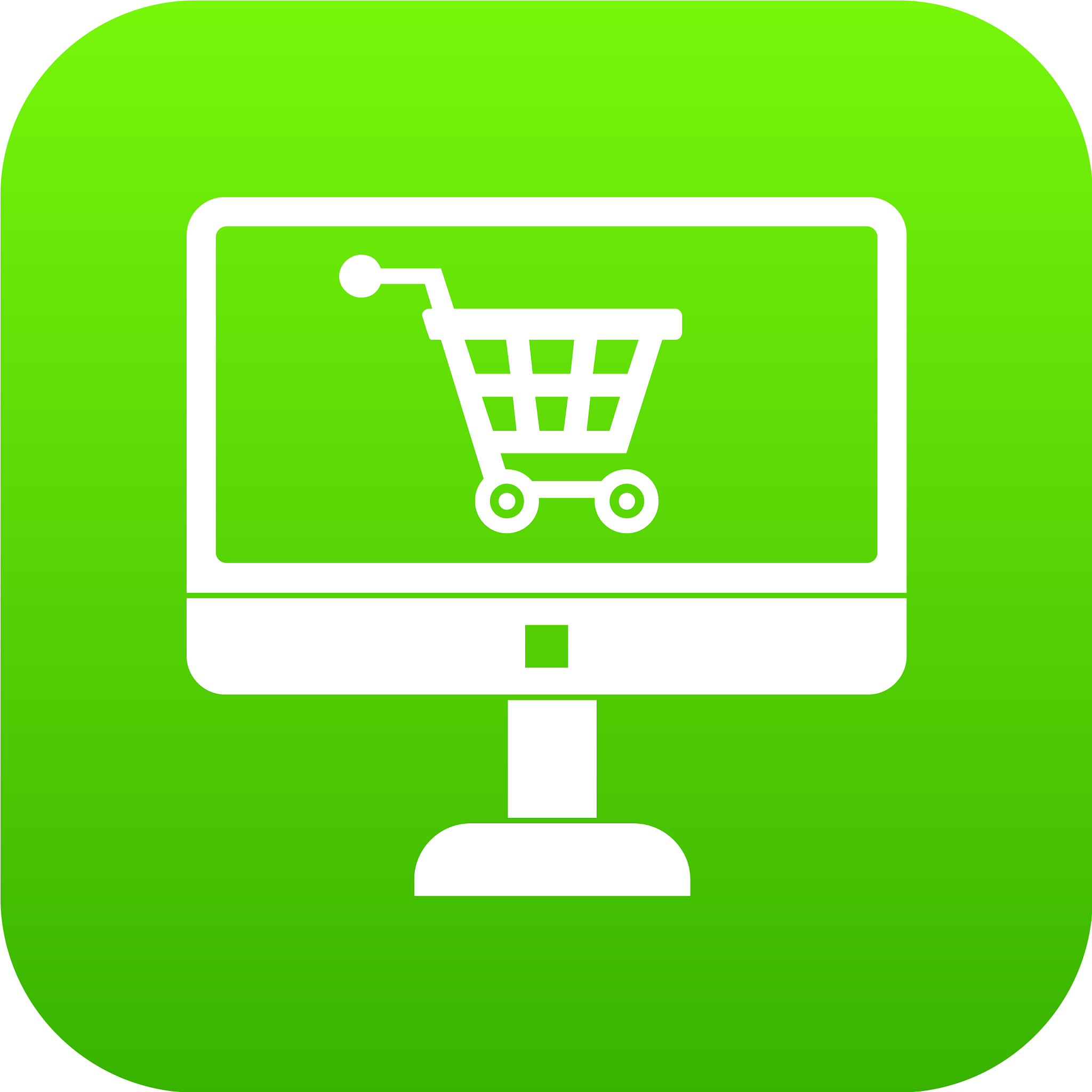 purchase at online store through computer icon