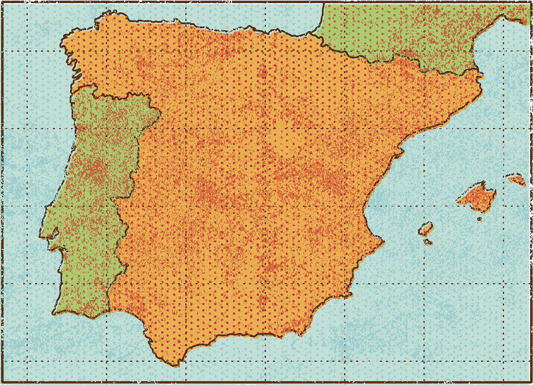 grunge spain map