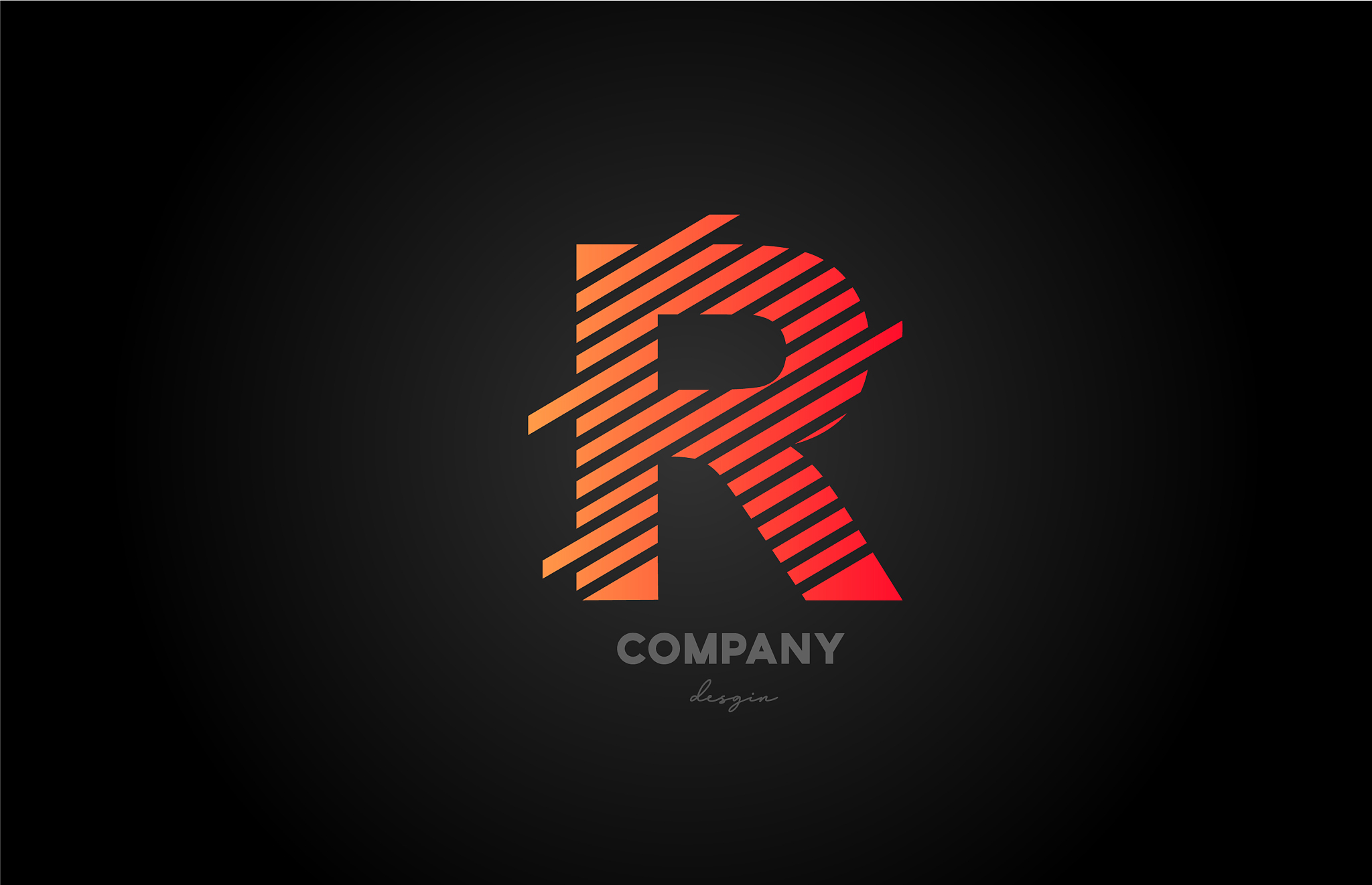 r orange alphabet letter logo icon design for