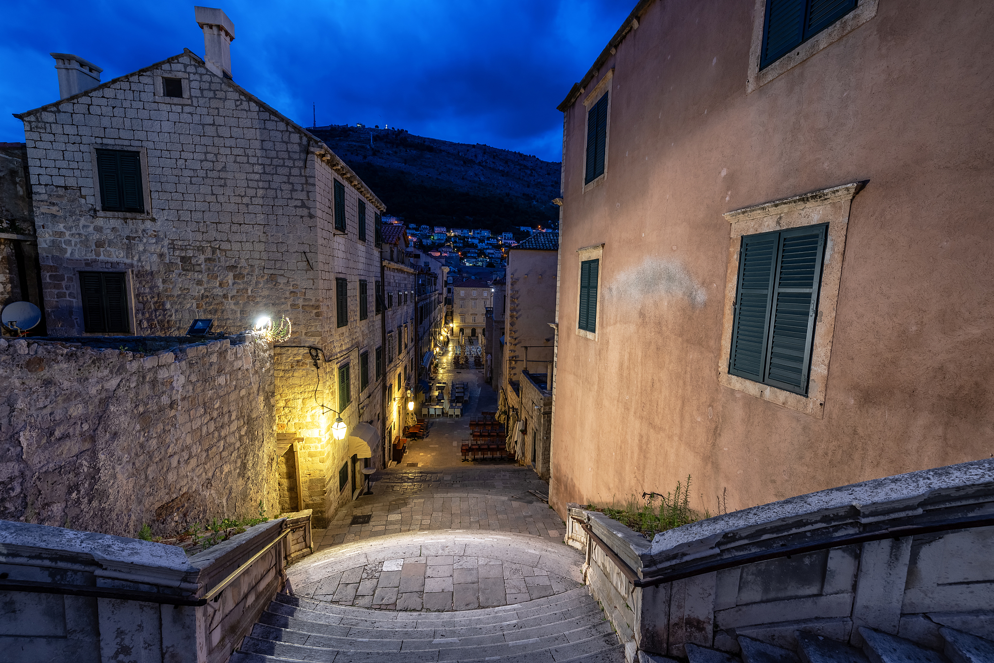 dubrovnik, croatia blue hour view