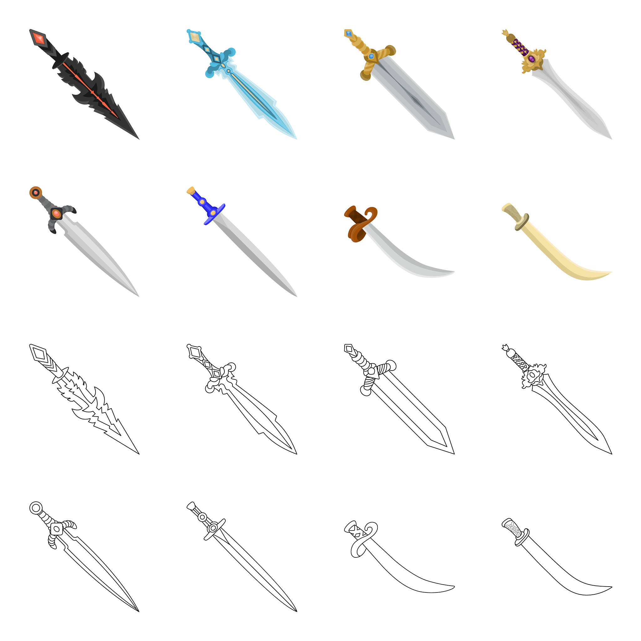 game and armor icon set of