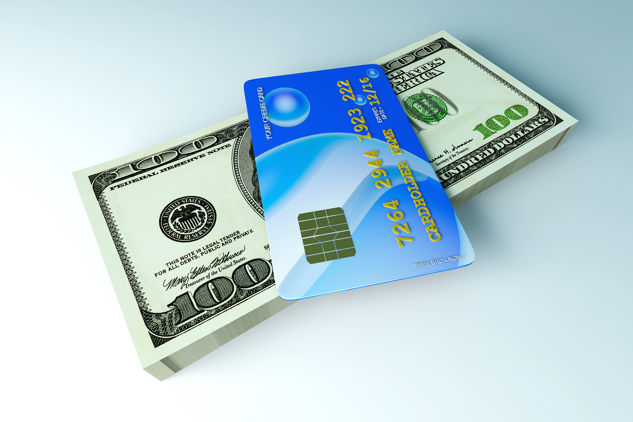 credit card and cash