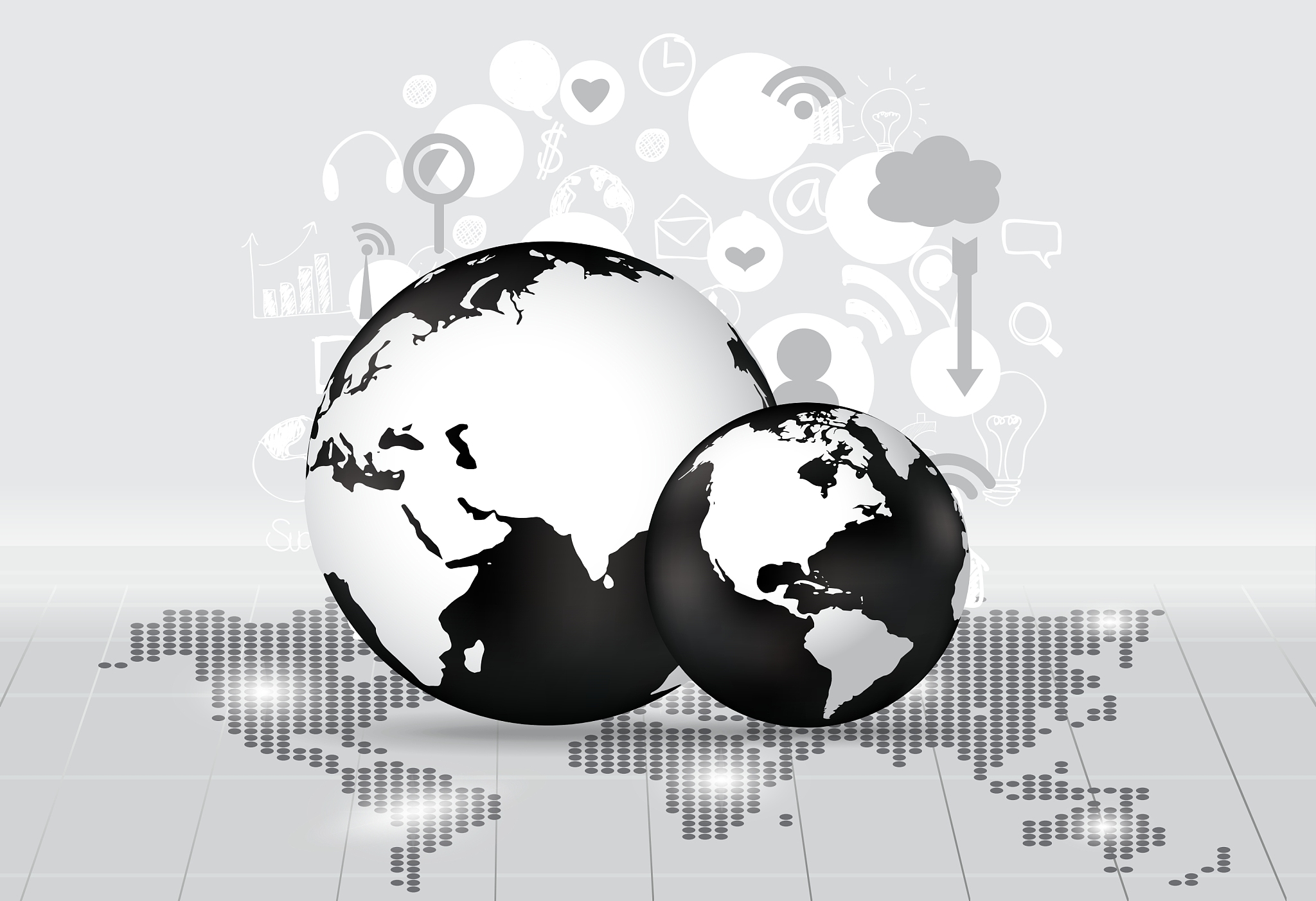 modern globe with application icon modern template