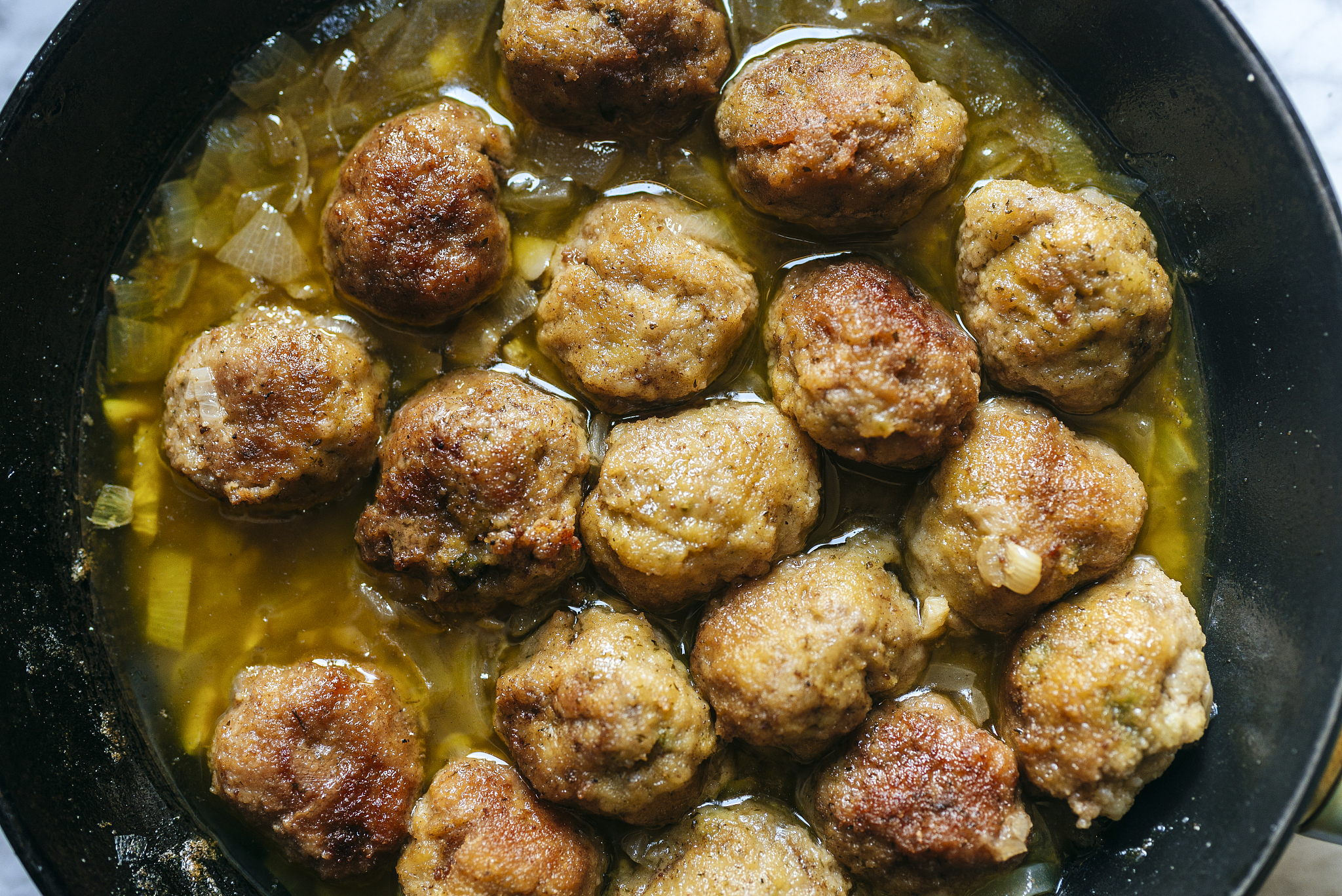 close-up of homemade meatballs