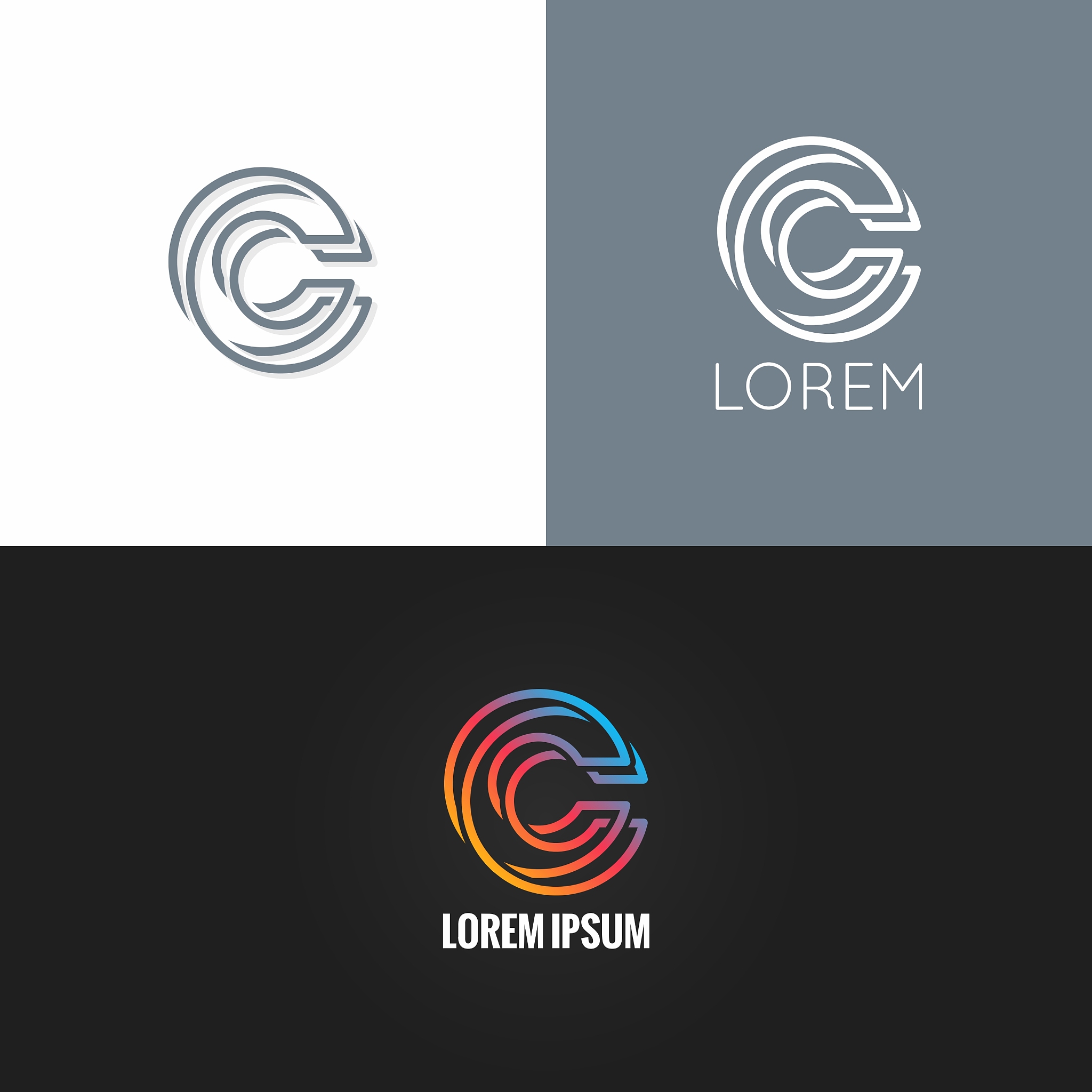 letter c logo alphabet design icon set background