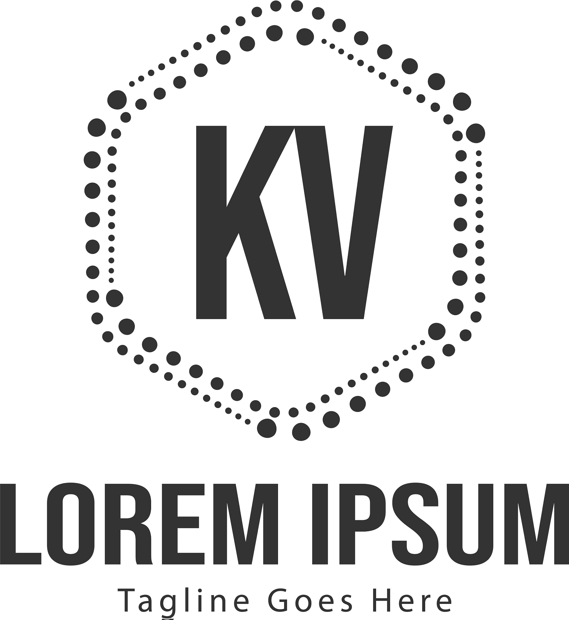 initial kv logo template with modern frame