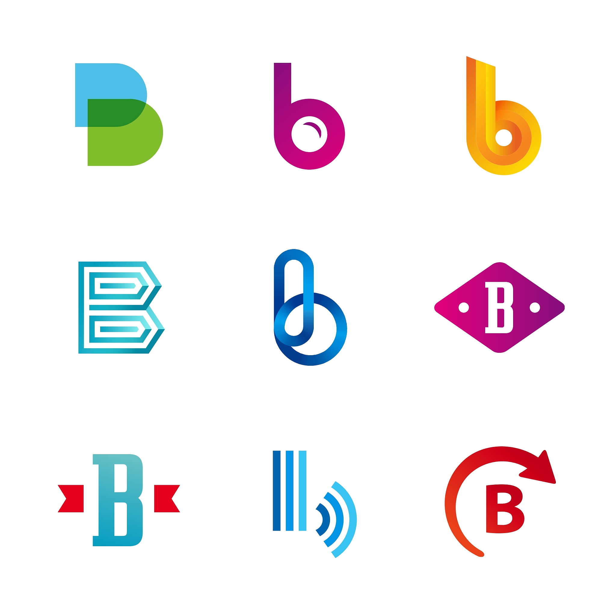 set of letter b logo icons design template