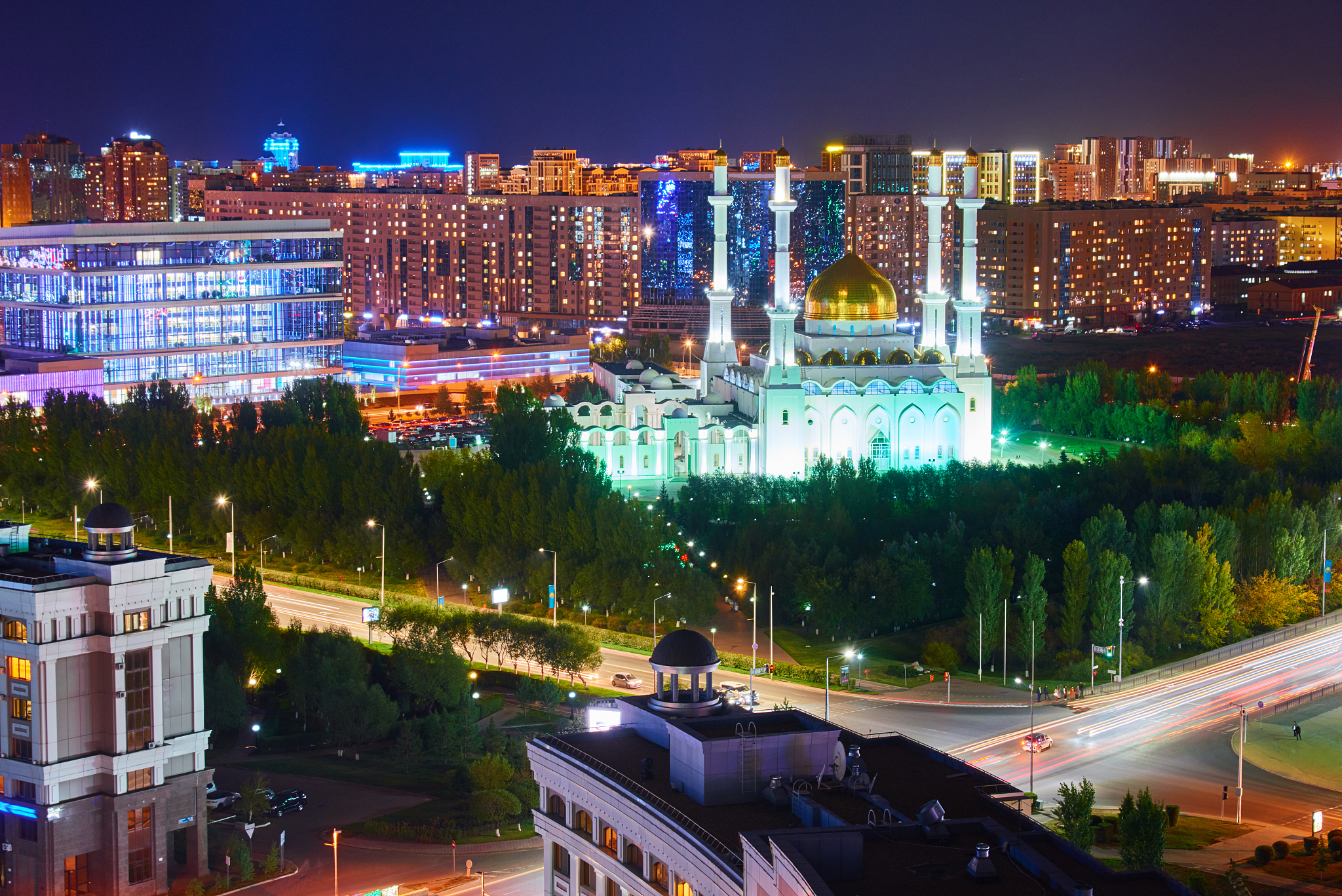 evening view of the city of nur sultan.
