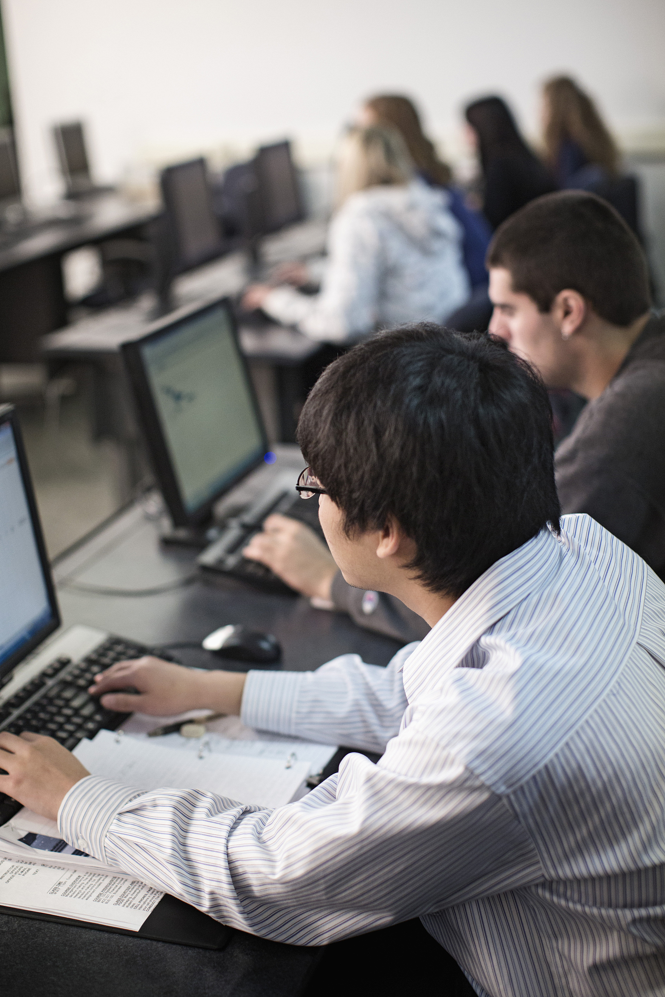 students studying in computer lab
