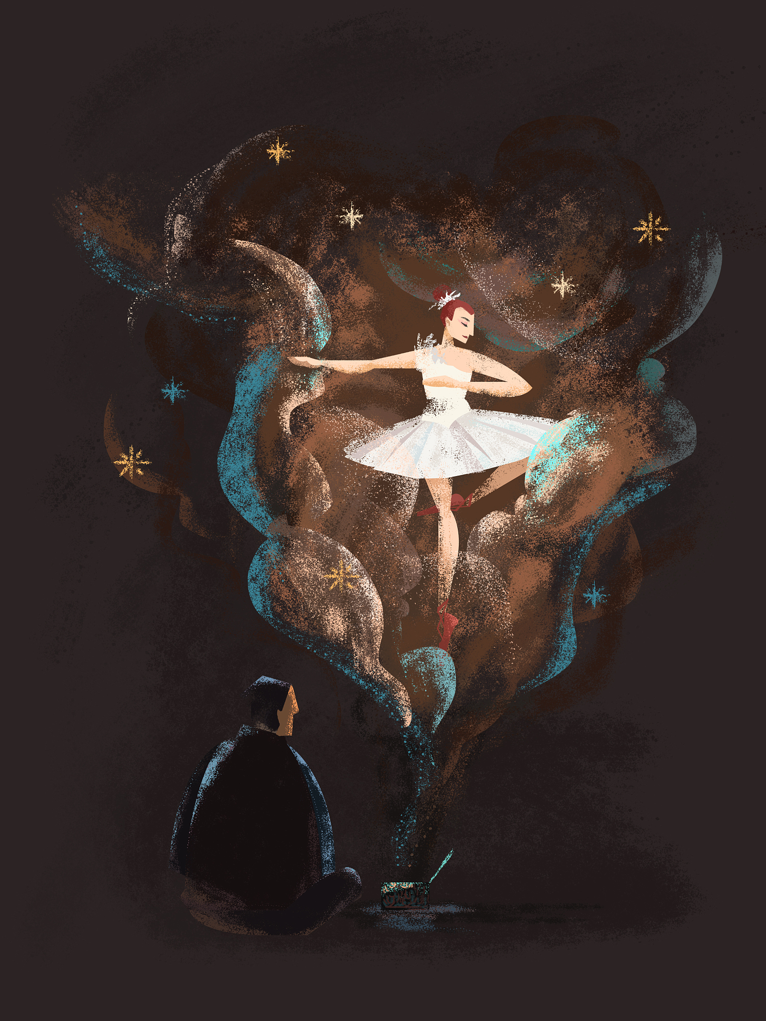 生成英文图片prompt：魔法奇幻背景下的诗歌白底黑字