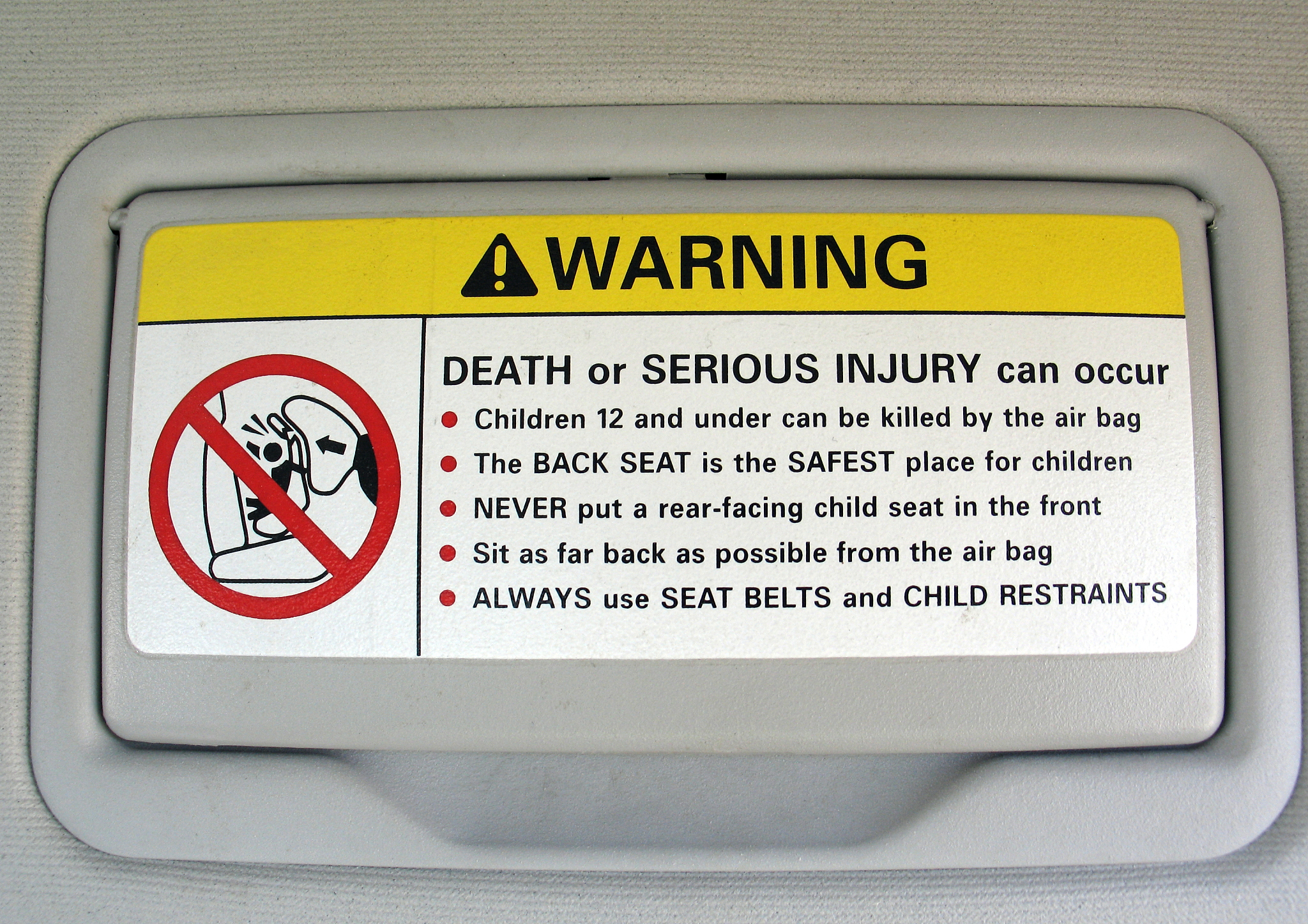 airbag visor warning